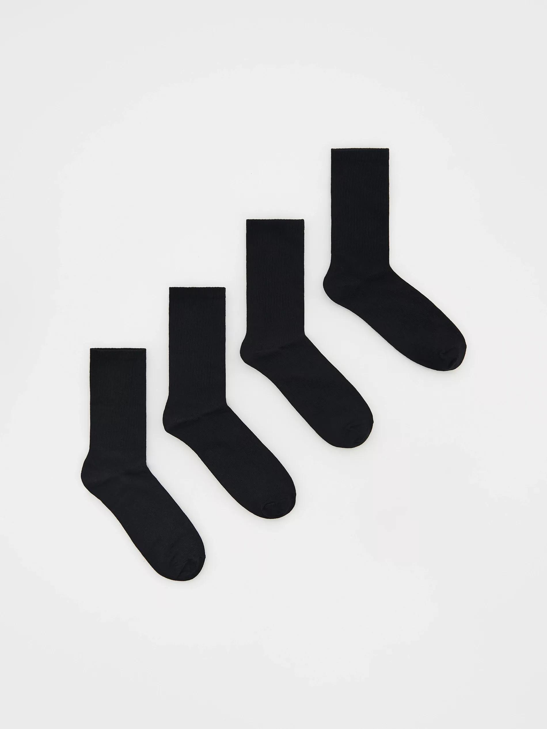 Black Set Of 5 Socks, Black, medium