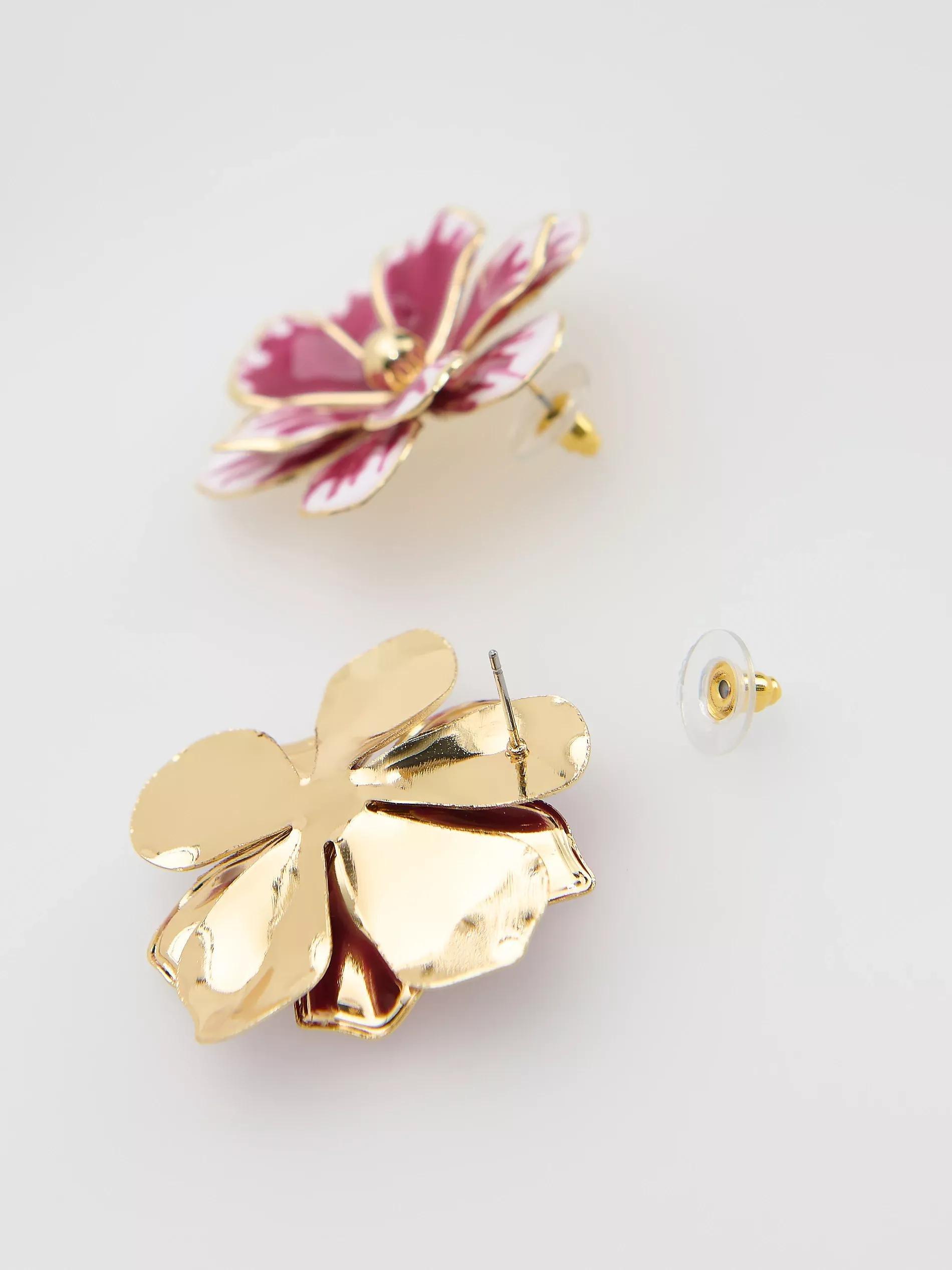 PINK Flower-shaped earrings, Pink, large image number 1