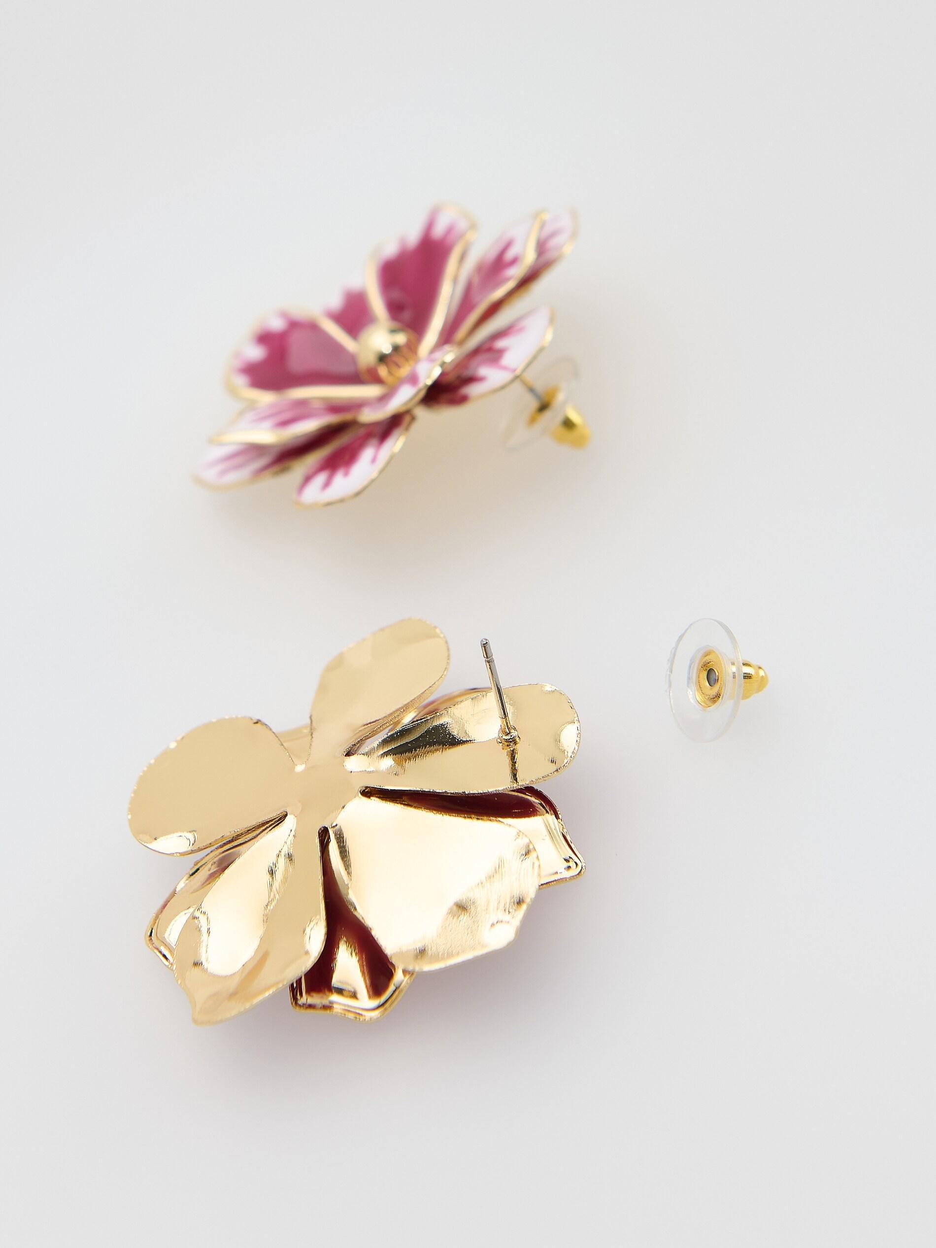 PINK Flower-shaped earrings, Pink, large image number 1