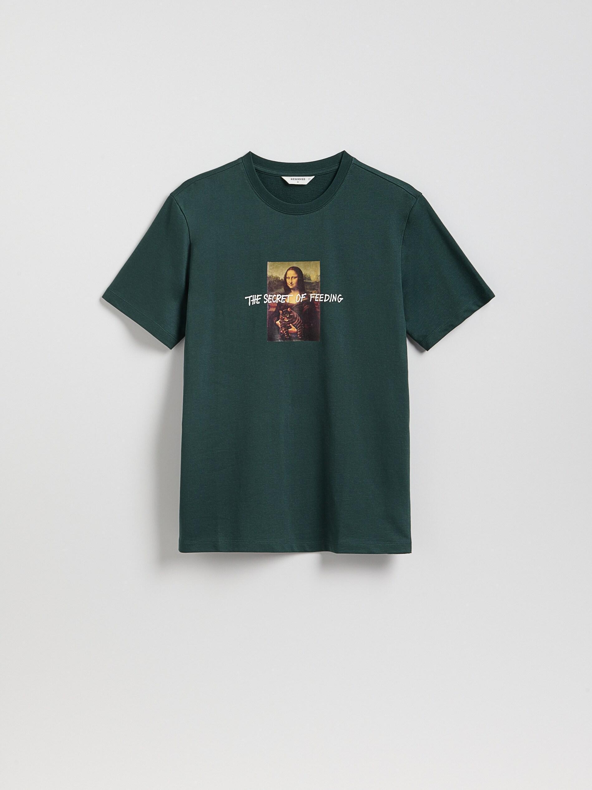 DARK GREEN Regular fit printed T-shirt, Khaki, large image number 2