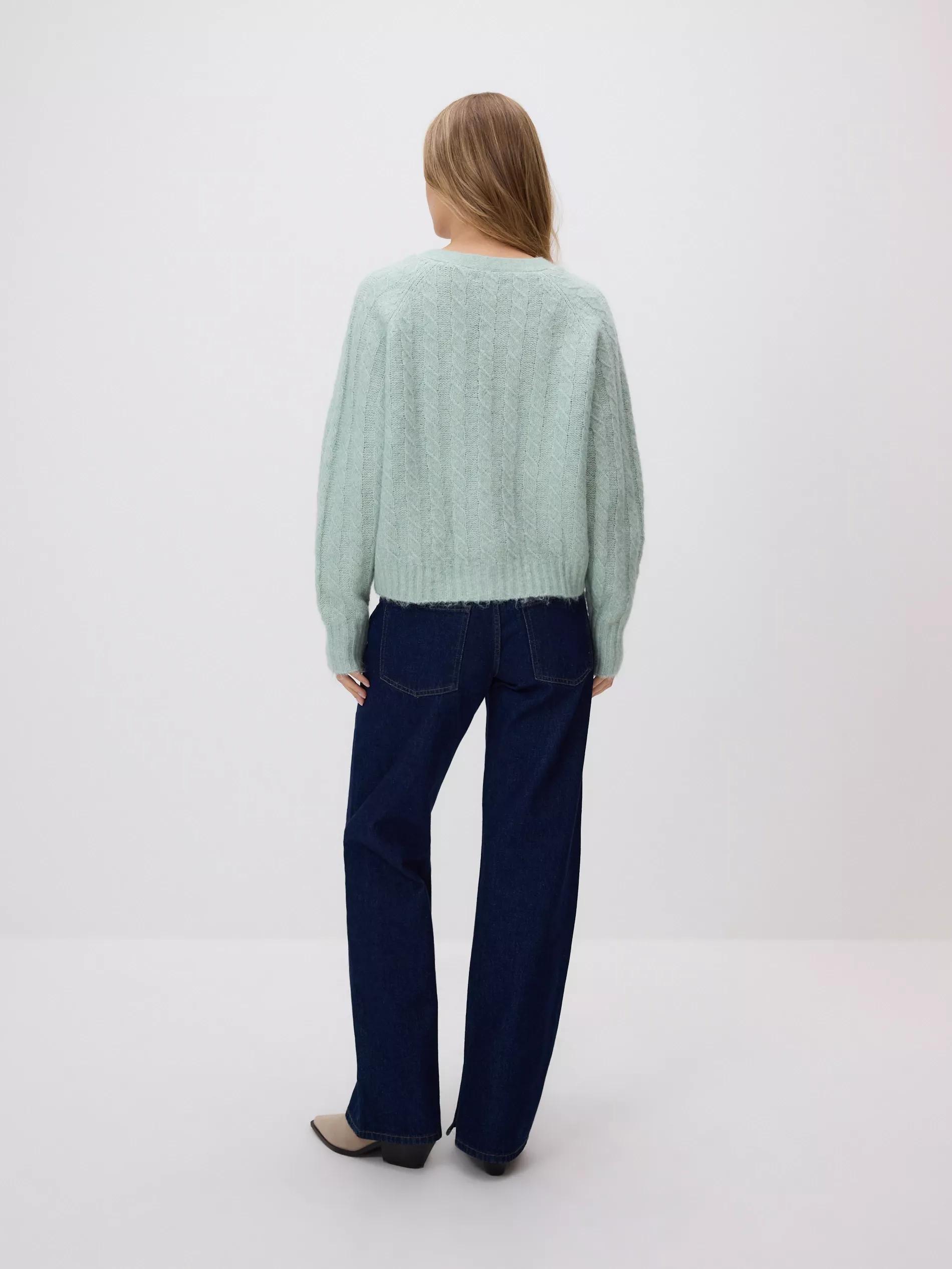 PALE GREEN Decorative knit cardigan, Green, large image number 3