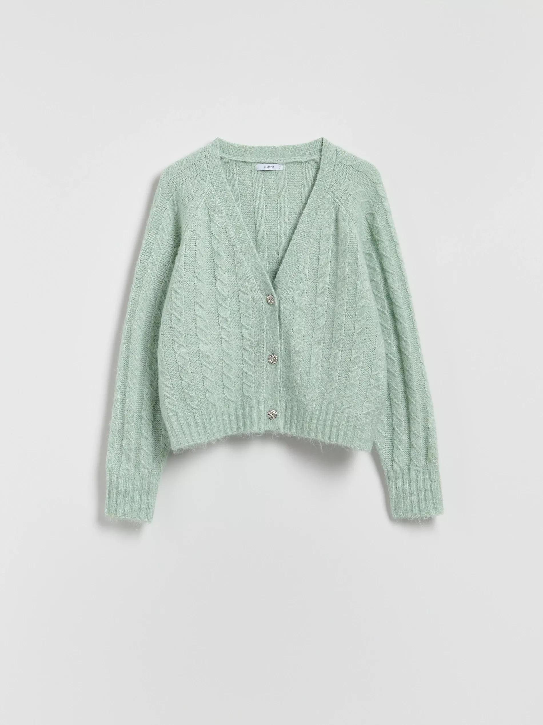 PALE GREEN Decorative knit cardigan, Green, large image number 4