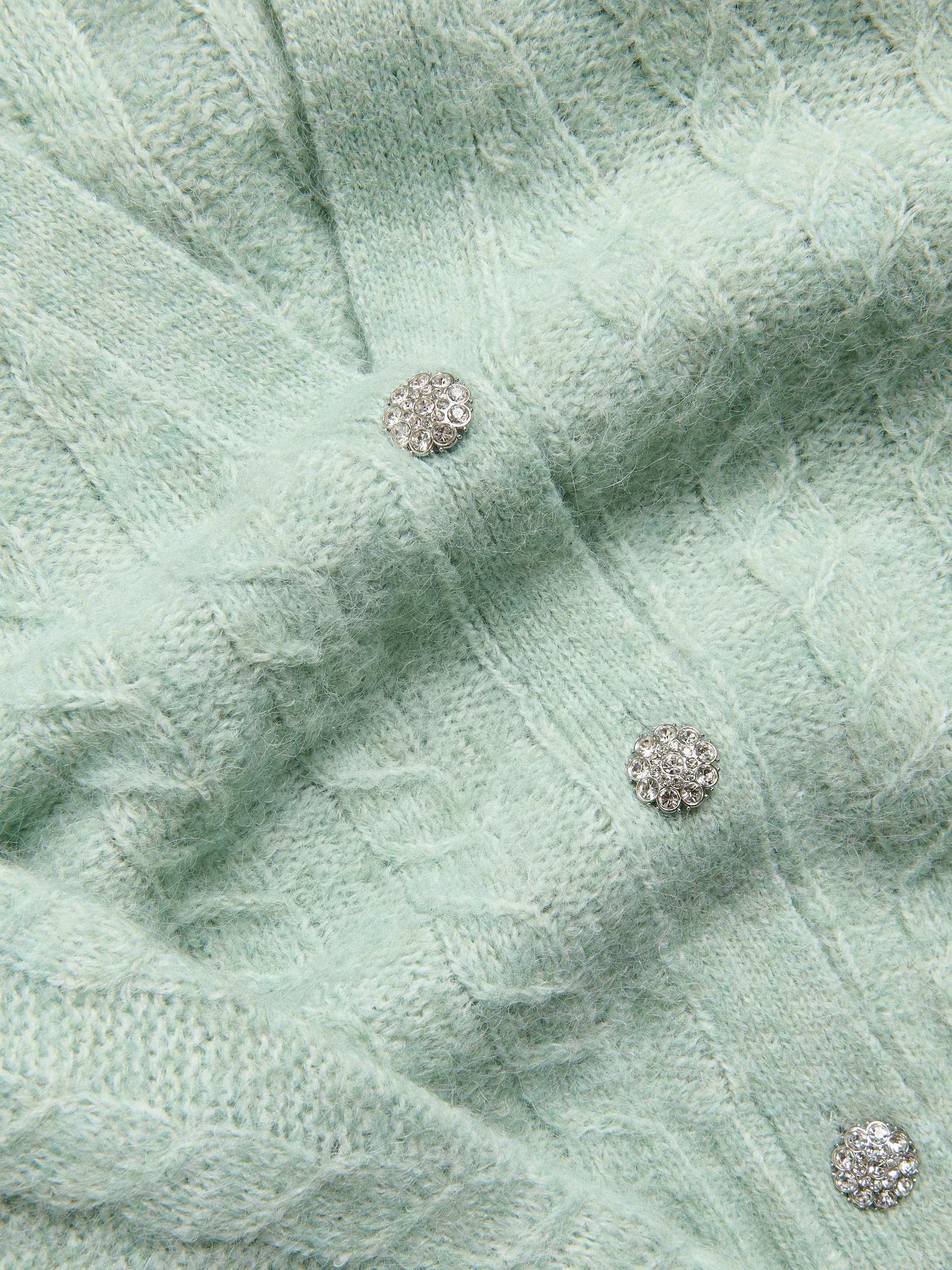 PALE GREEN Decorative knit cardigan, Green, large image number 5