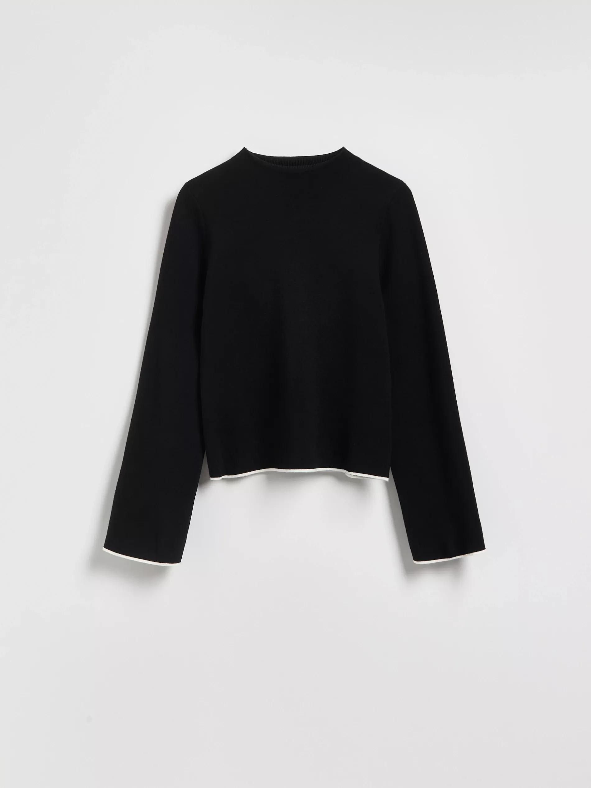 كنزة سوداء بحواف بلون متباين, Black, large image number 4