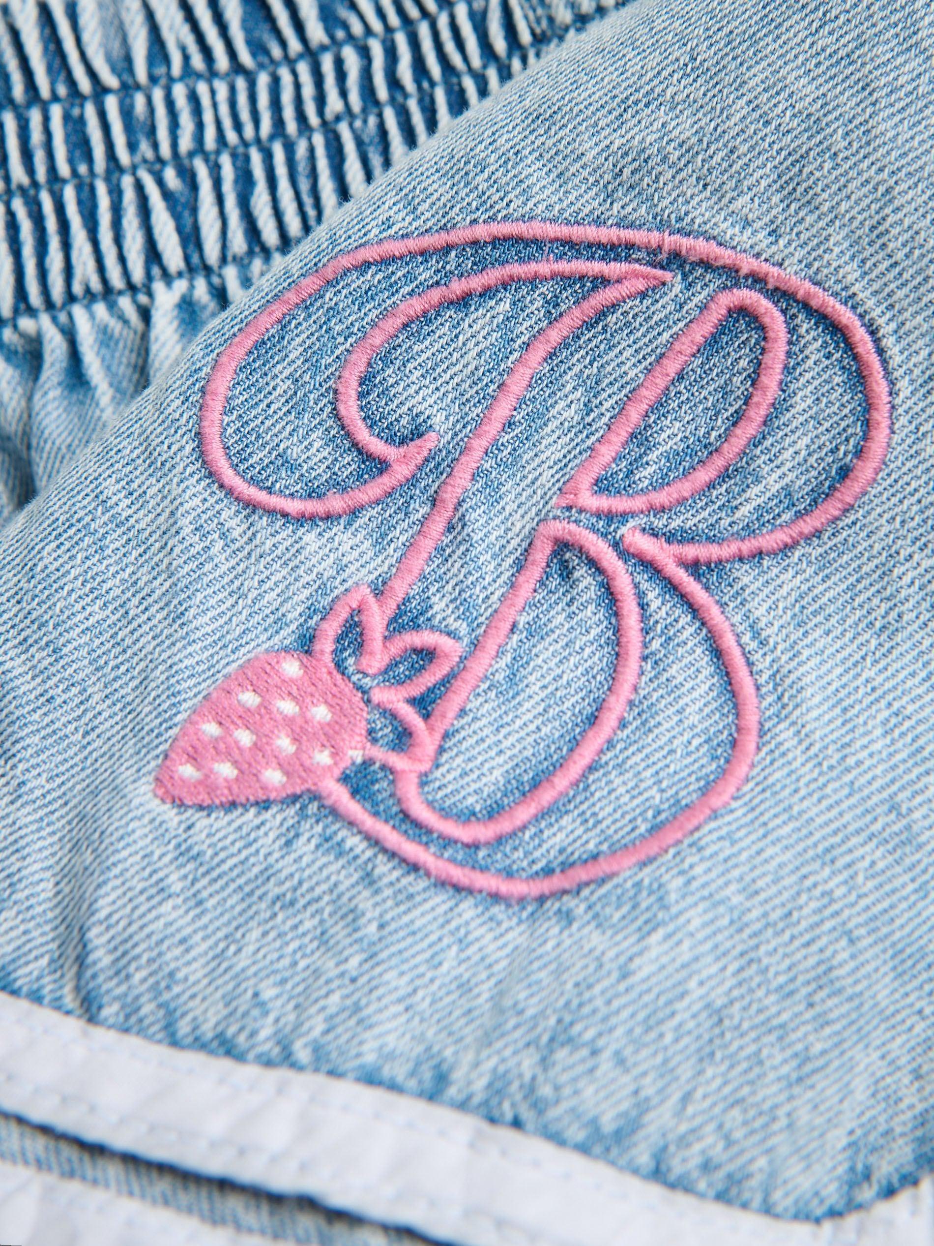 Blue Denim Shorts With Trim, Blue, large image number 4