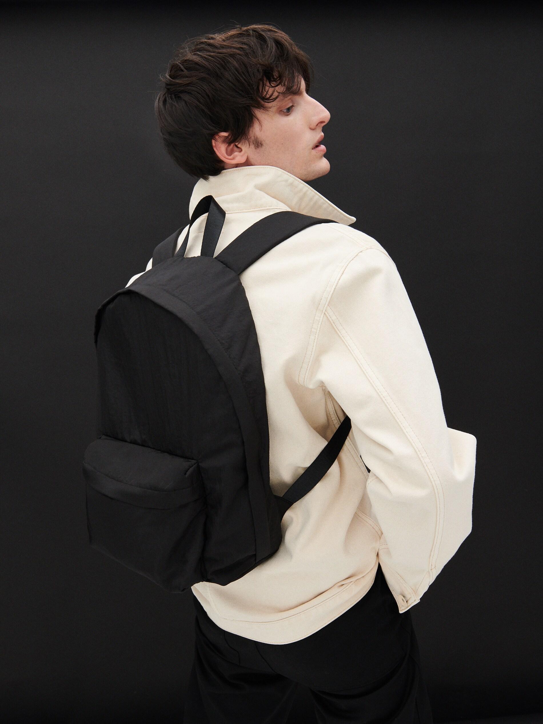 Black Backpack with pocket, , large image number 1
