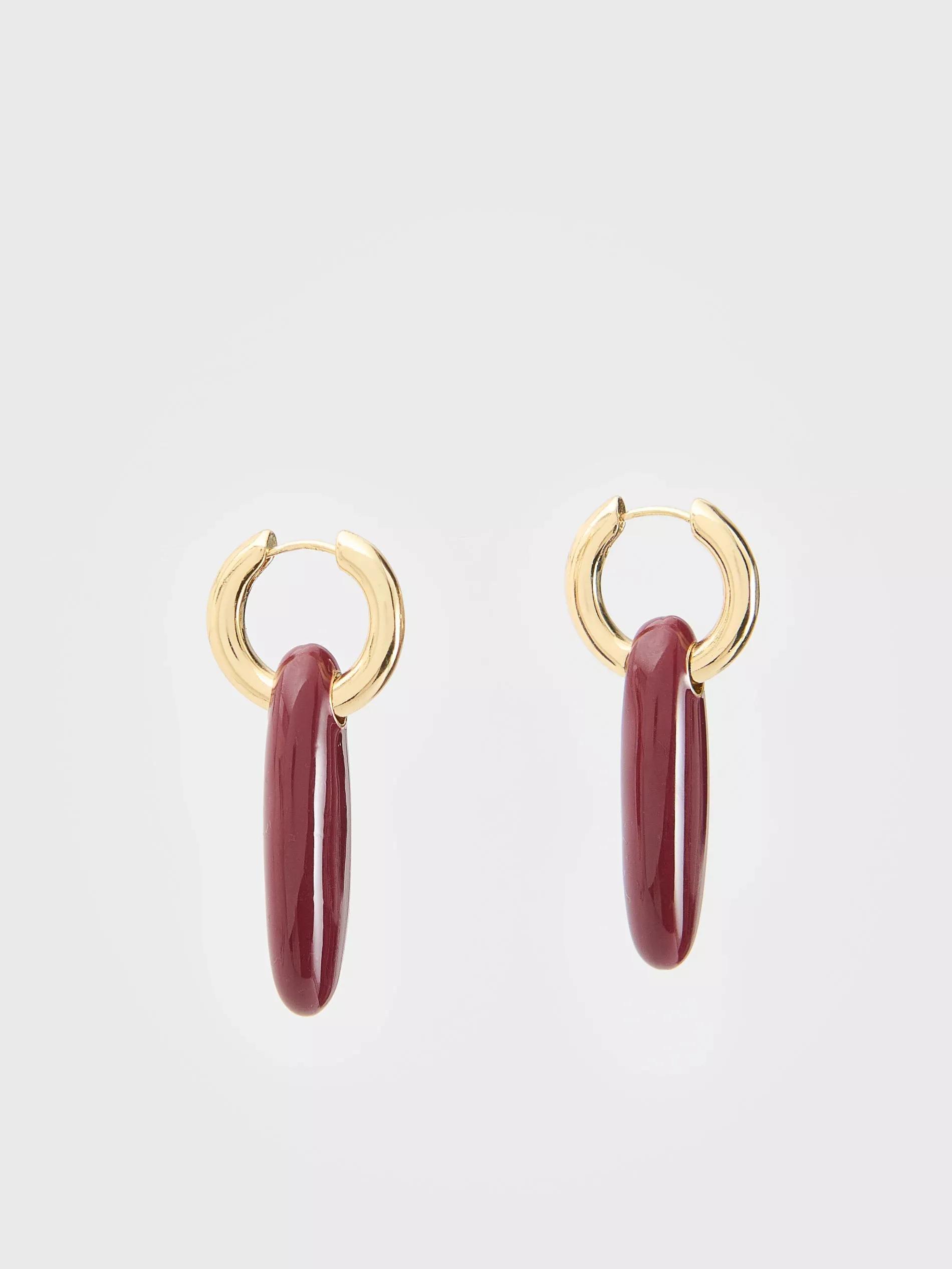 Mahagony Long Earrings With Pendants, Burgundy, large image number 1