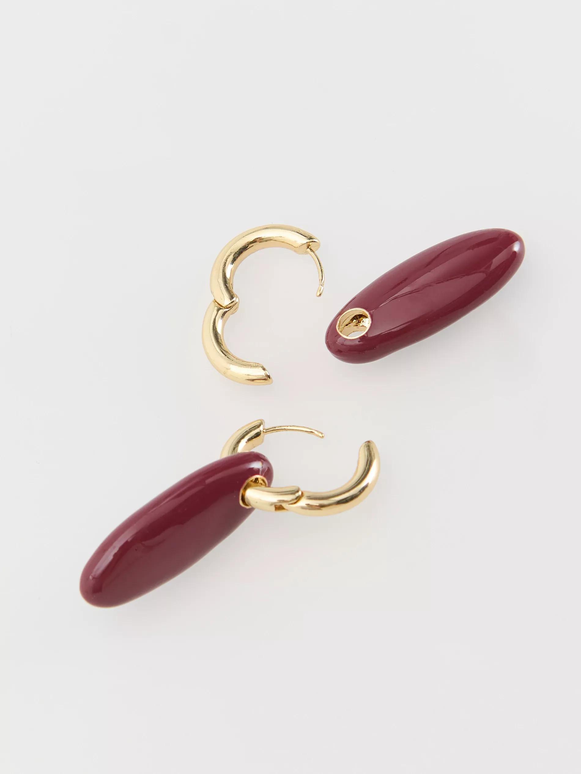 Mahagony Long Earrings With Pendants, Burgundy, large image number 2
