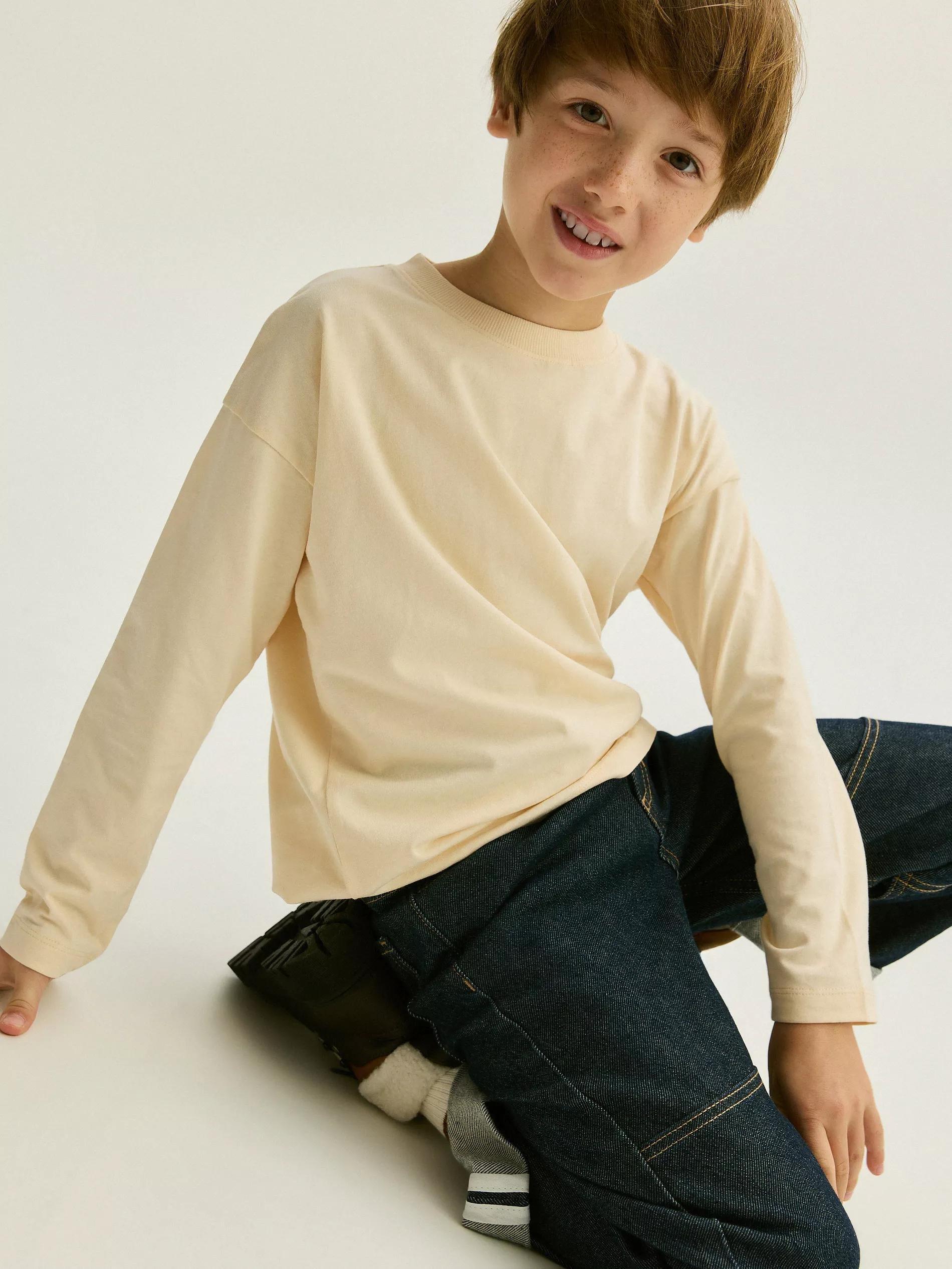 Cream Long-Sleeved Cotton Shirt, , large image number 4