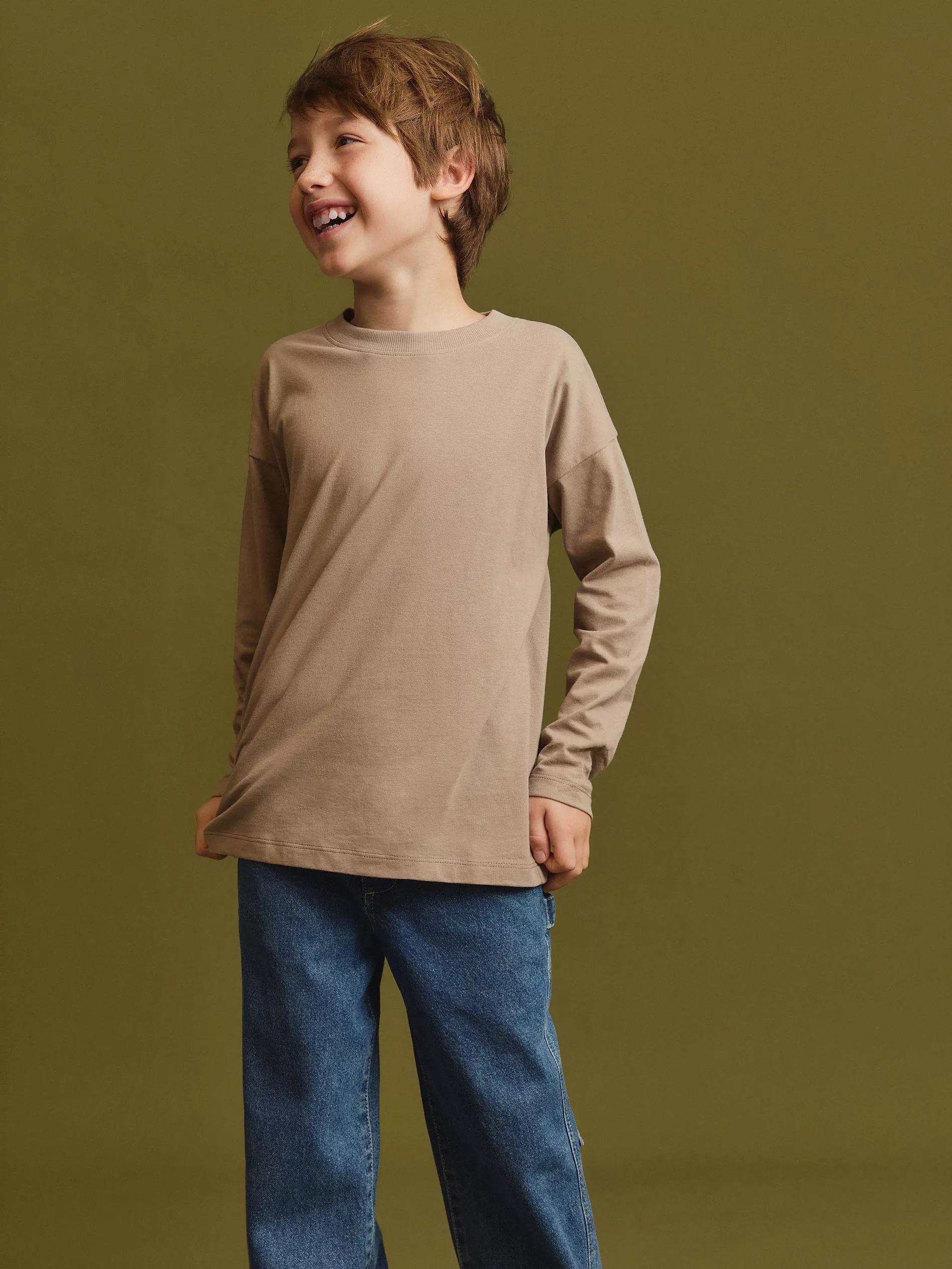 Beige Long-Sleeved Cotton Shirt, , large image number 5