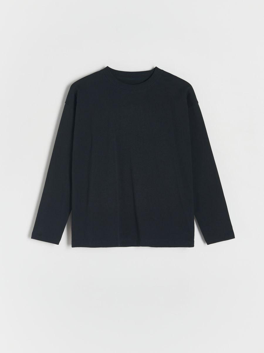 Black Long-Sleeved Cotton Shirt, , large image number 1