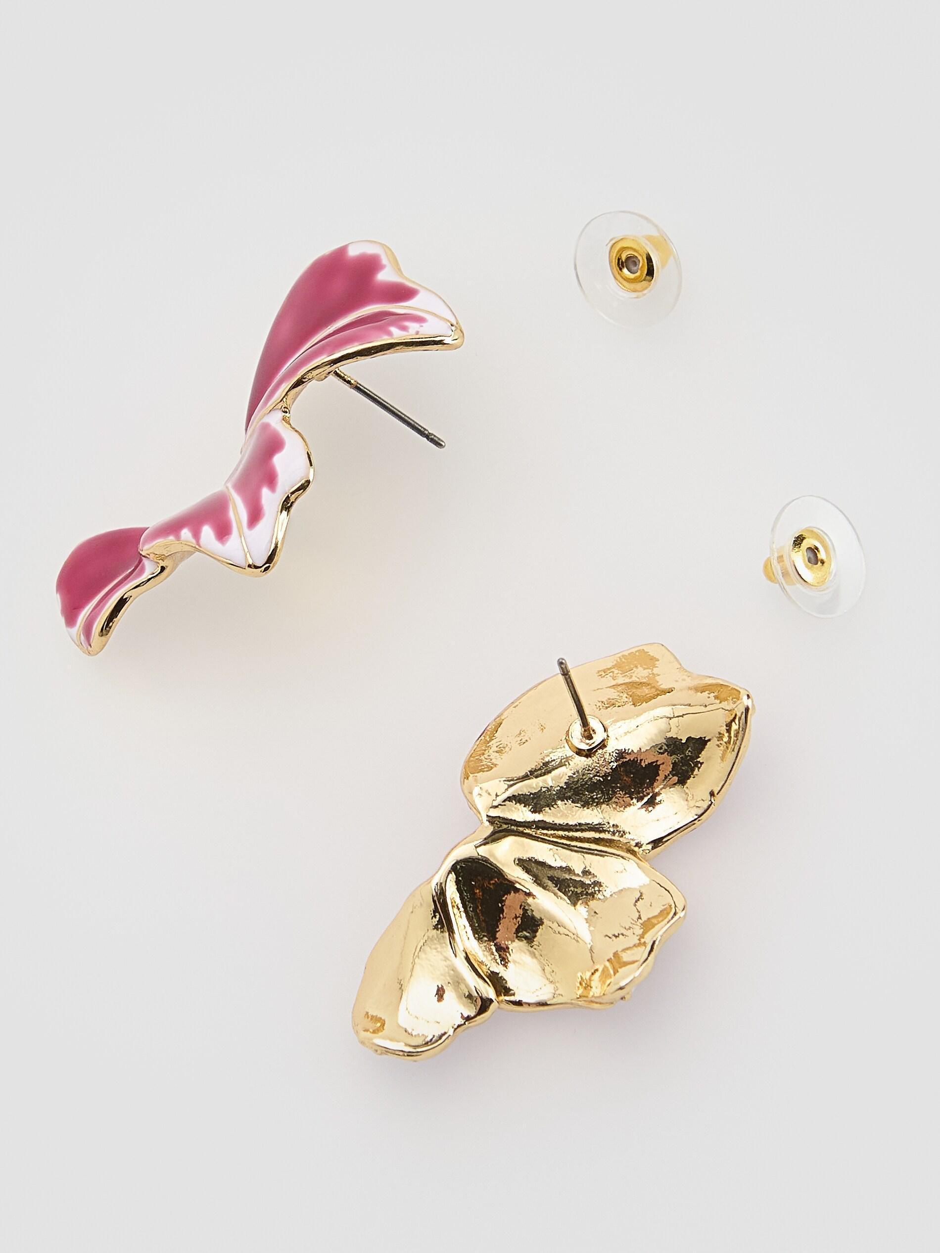 PINK Irregular drop earrings, Pink, medium