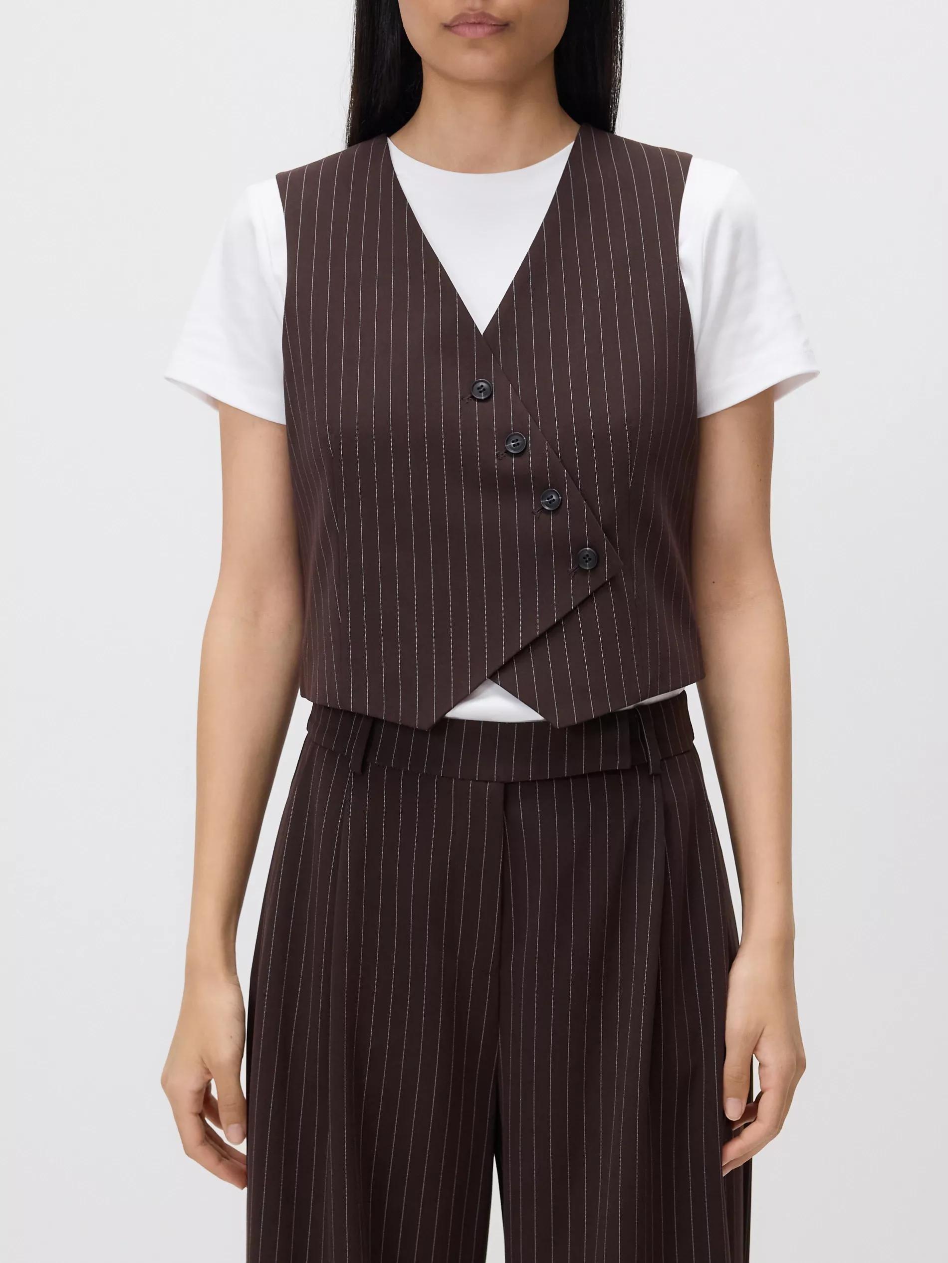 Brown Asymmetric Suit Vest, 7401_89P, medium
