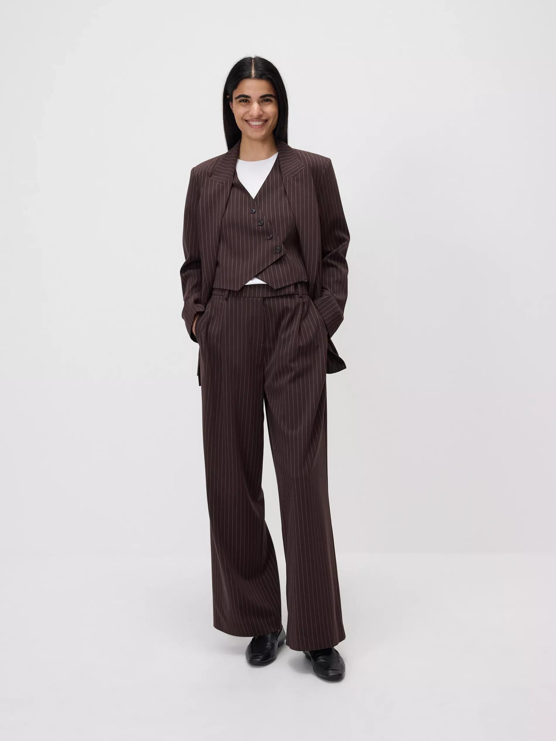 Brown Asymmetric Suit Vest, 7401_89P, large image number 1
