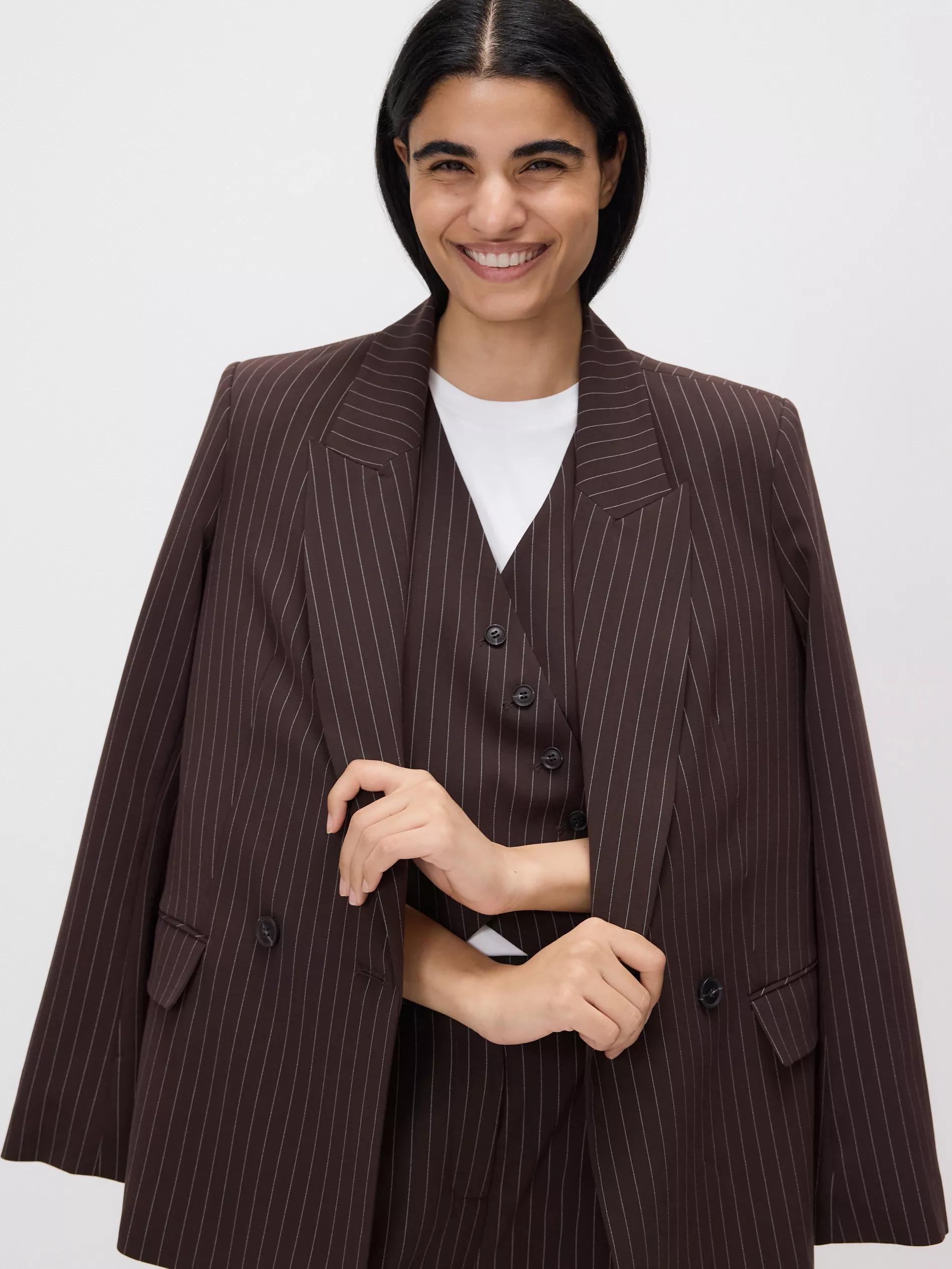 Brown Asymmetric Suit Vest, 7401_89P, large image number 2