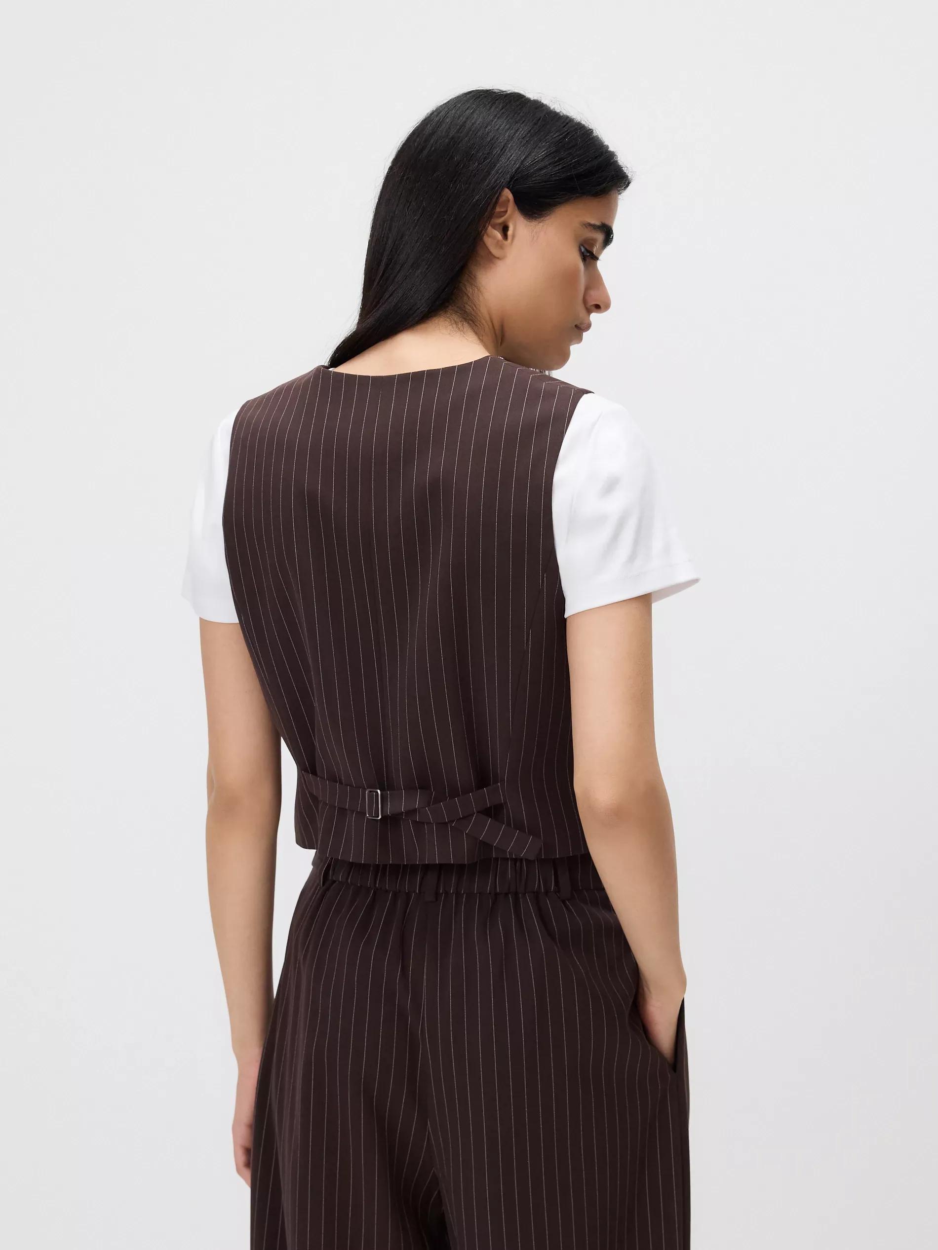 Brown Asymmetric Suit Vest, 7401_89P, large image number 3