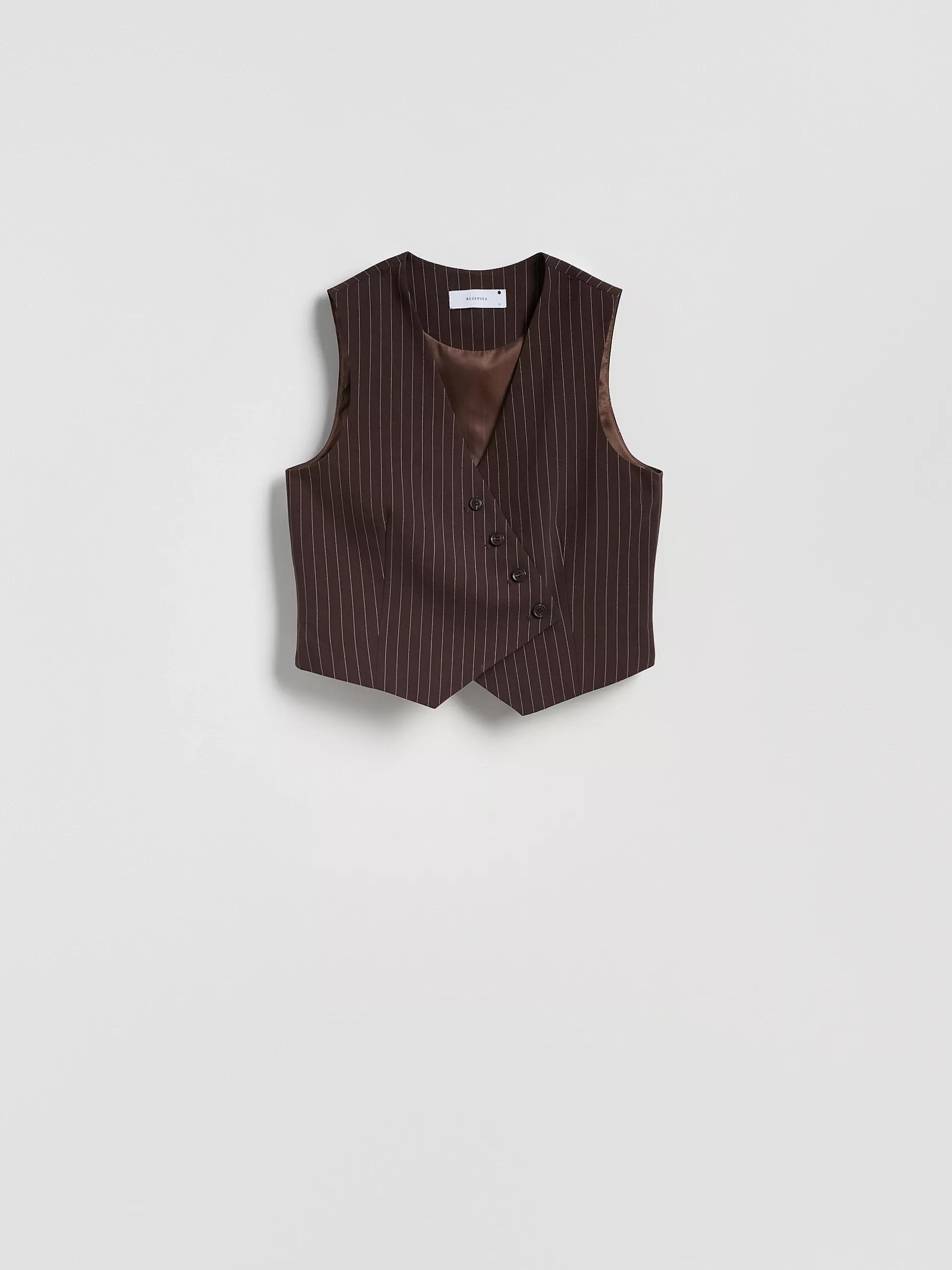 Brown Asymmetric Suit Vest, 7401_89P, large image number 4