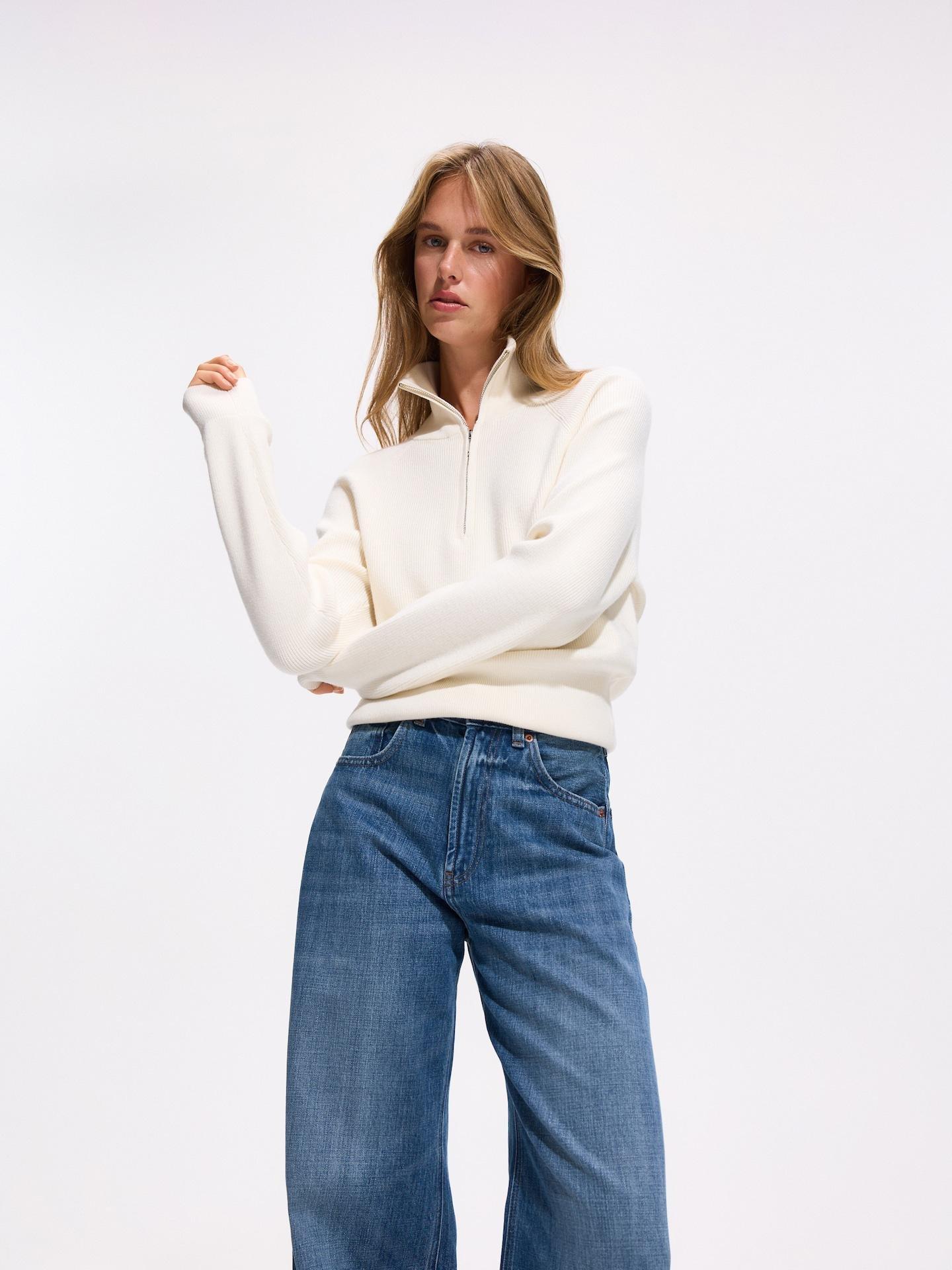 Blue High Waist Wide Leg Jeans, Navy, large image number 1