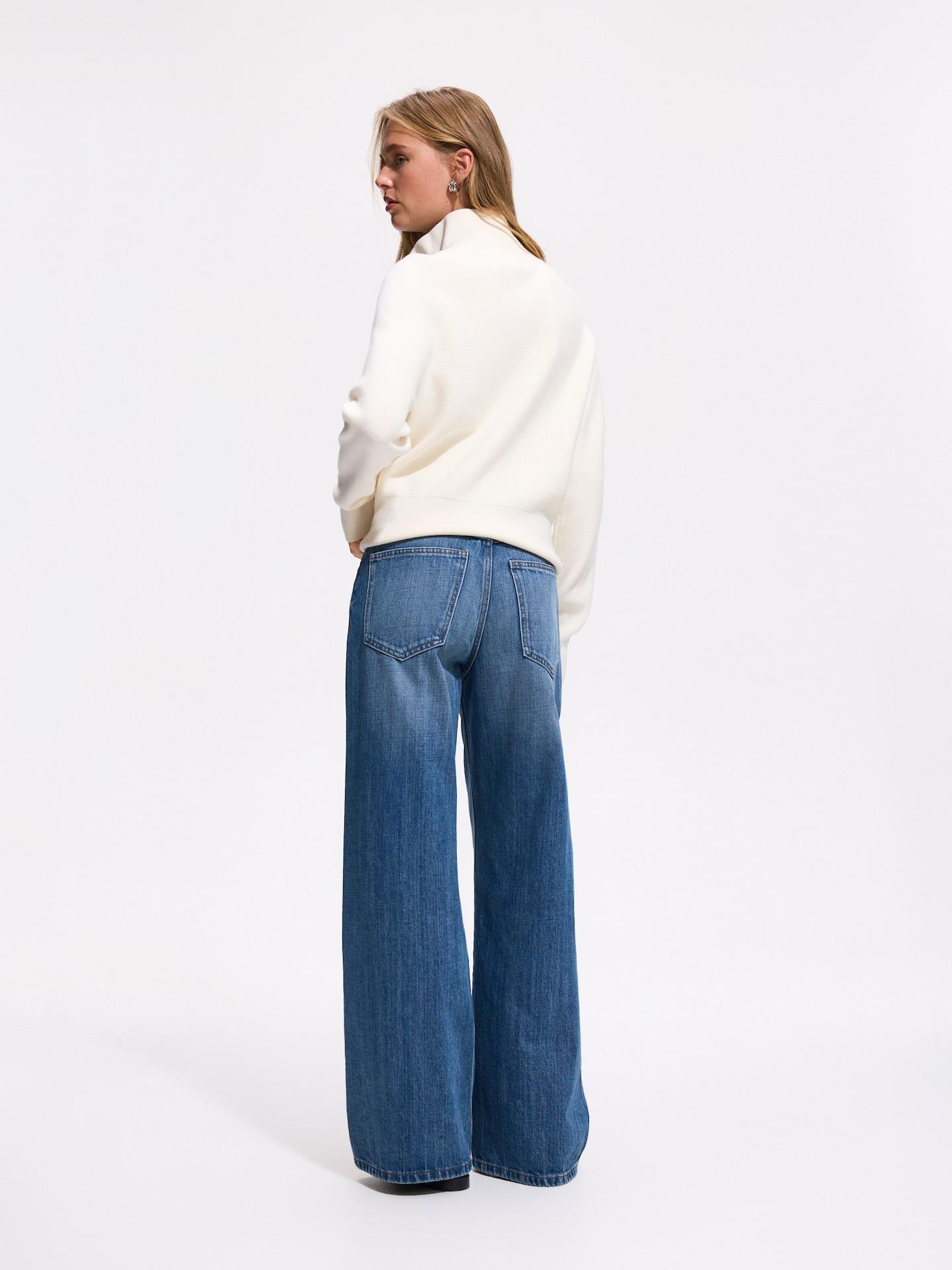 Blue High Waist Wide Leg Jeans, Navy, medium