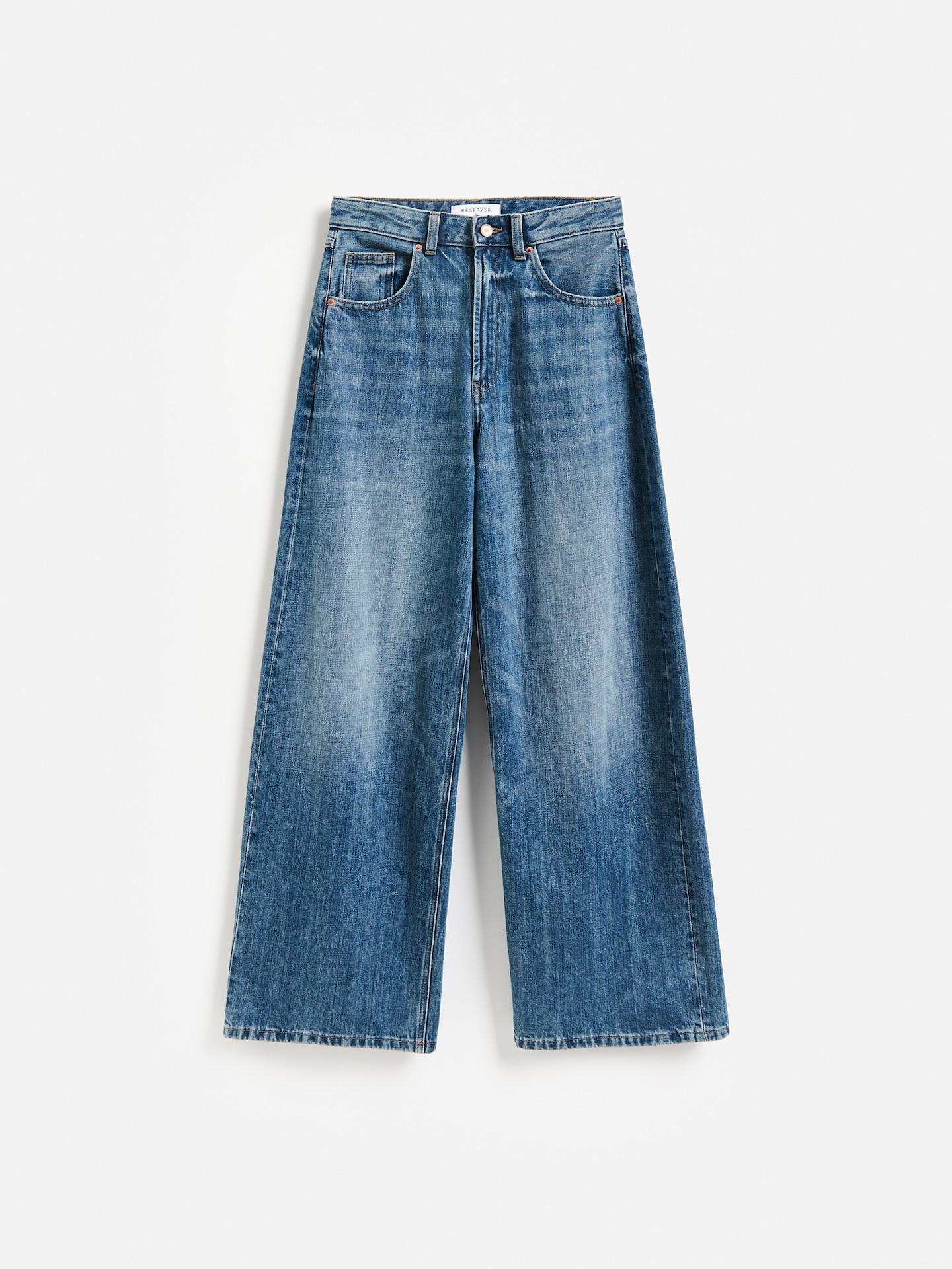 Blue High Waist Wide Leg Jeans, Navy, large image number 3