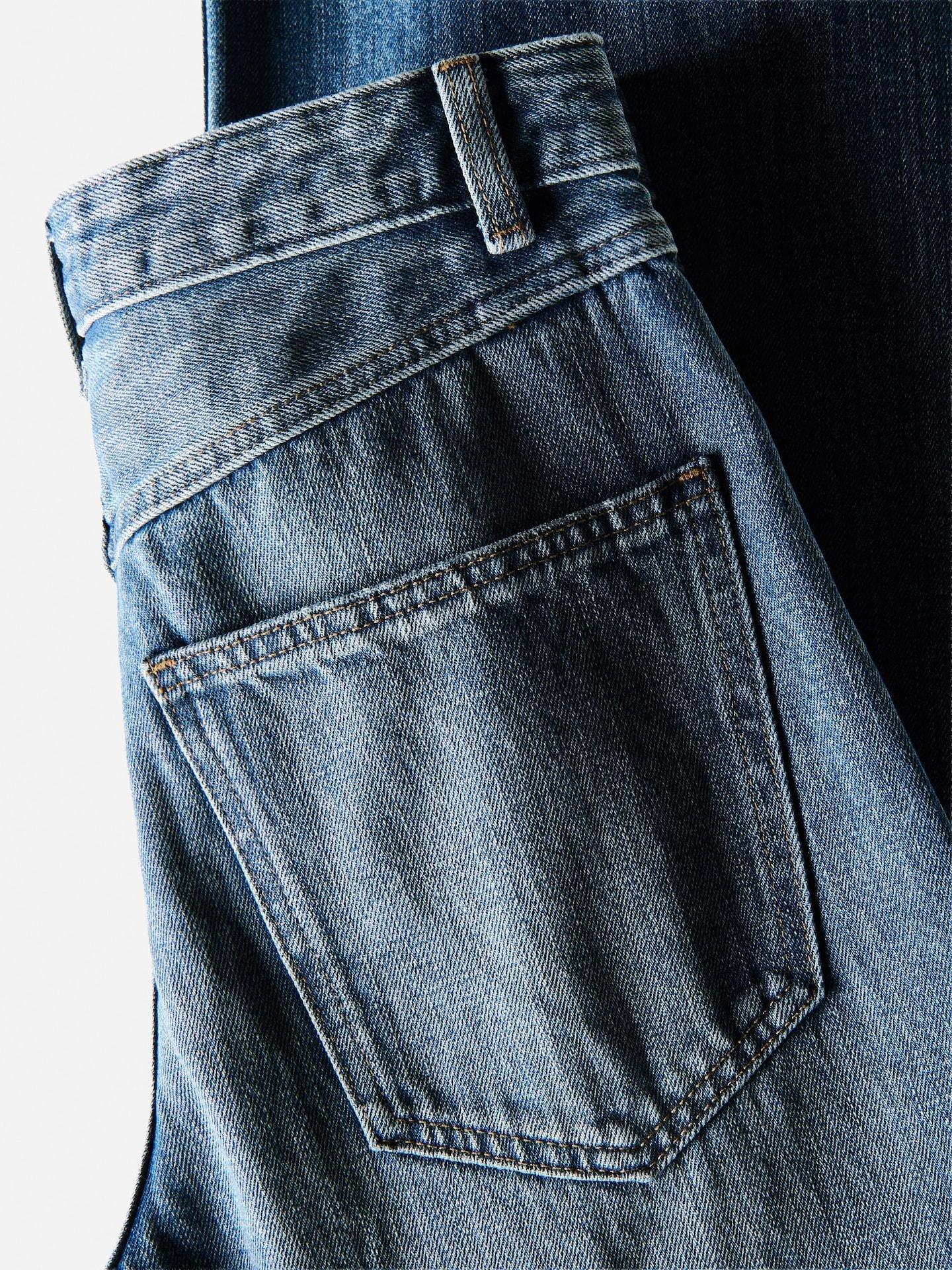 Blue High Waist Wide Leg Jeans, Navy, large image number 4