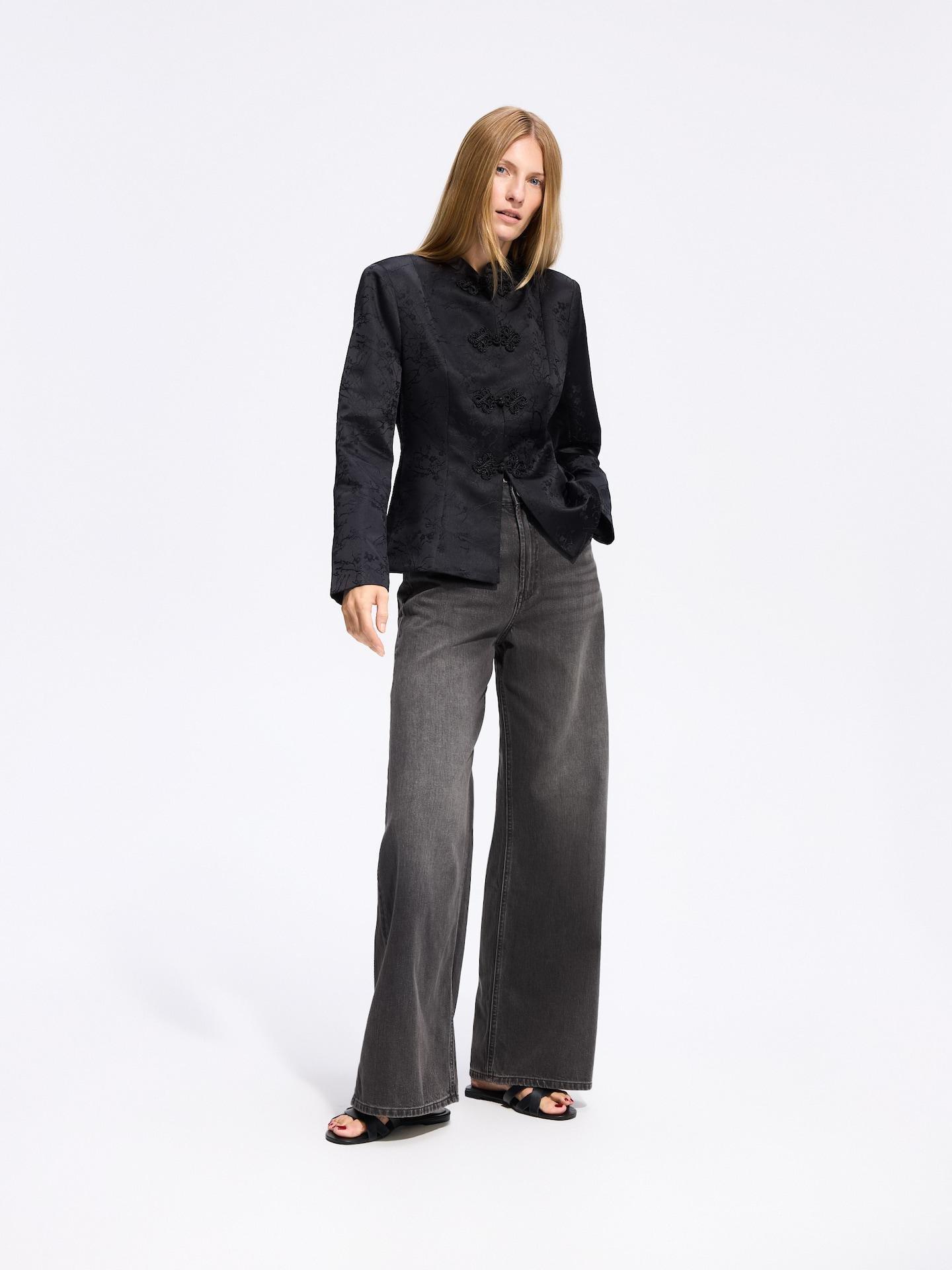 Grey High Waist Wide Leg Jeans, Grey, medium