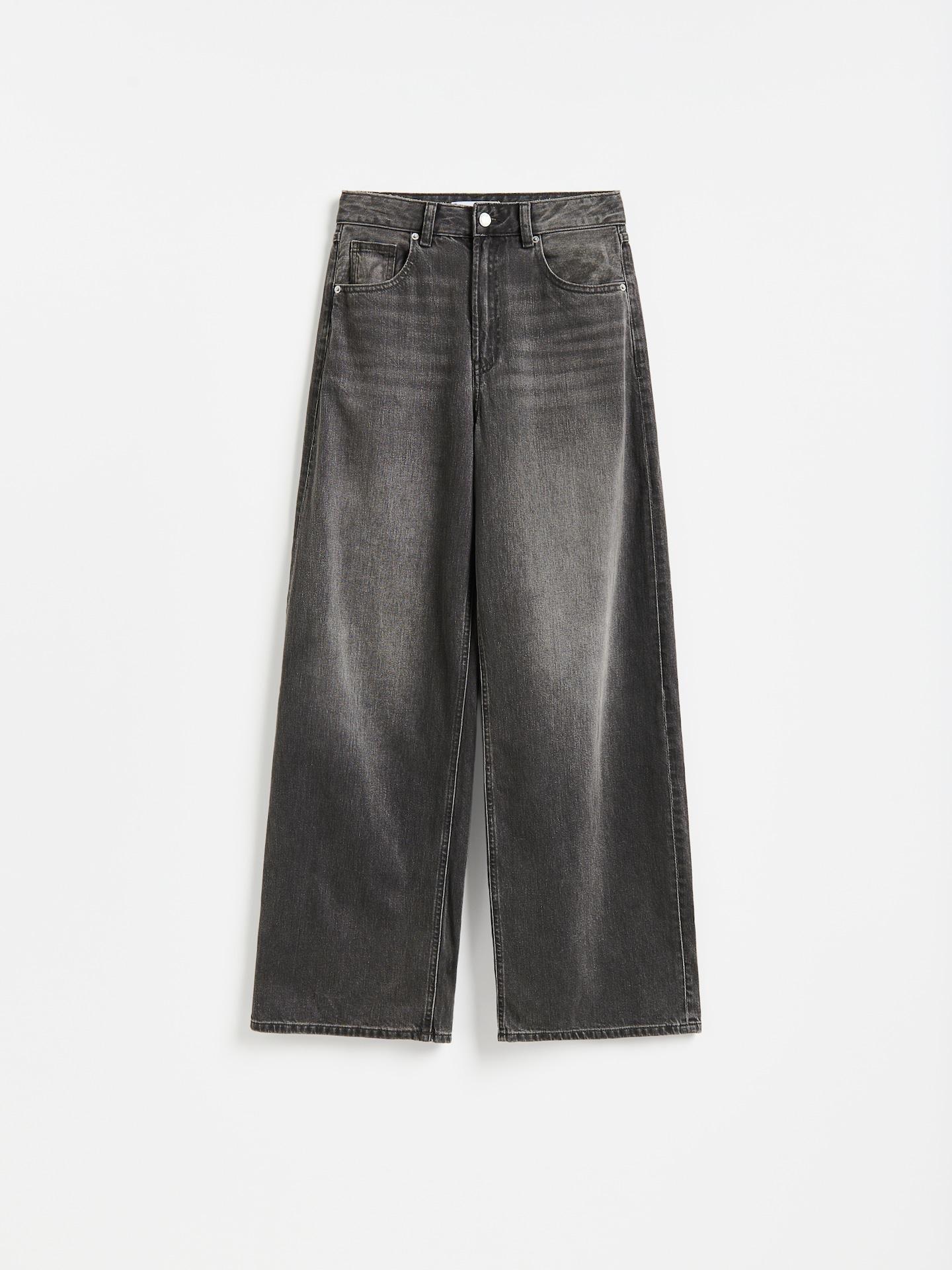 Grey High Waist Wide Leg Jeans, Grey, large image number 3