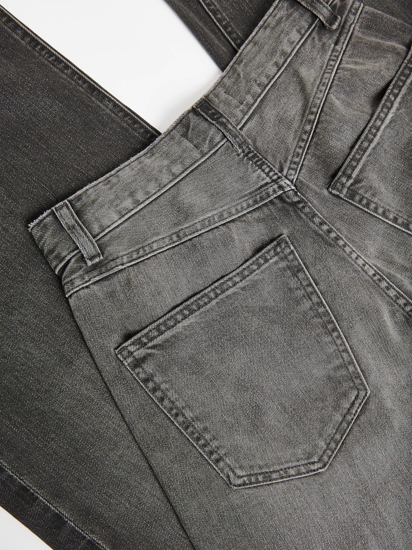 Grey High Waist Wide Leg Jeans, Grey, large image number 4
