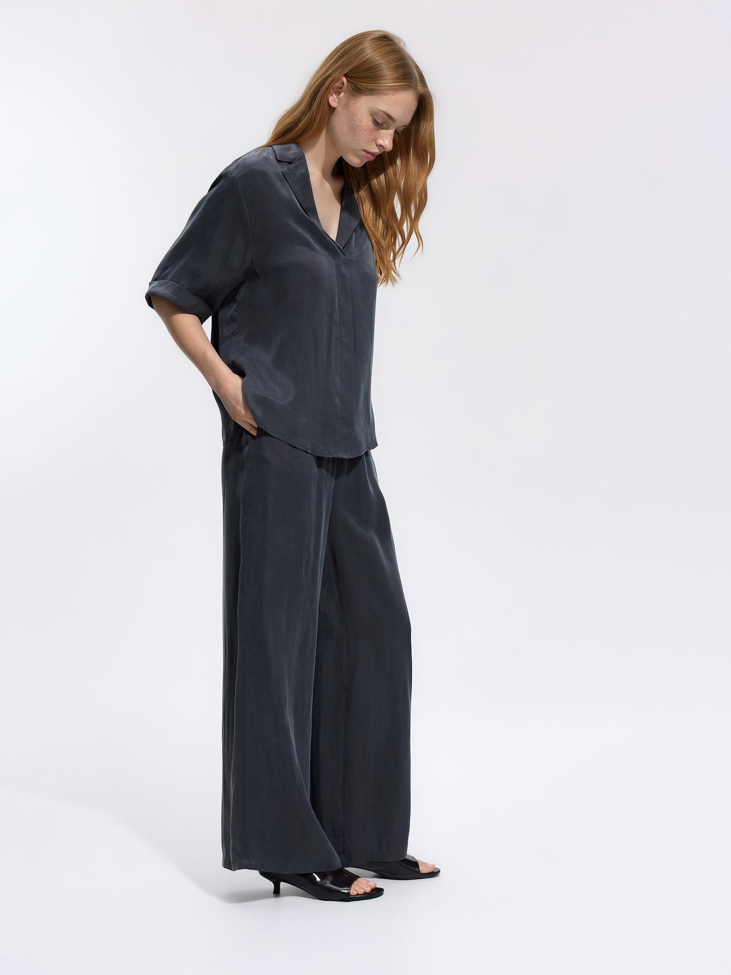 Grey Cupro Trousers, Grey, medium