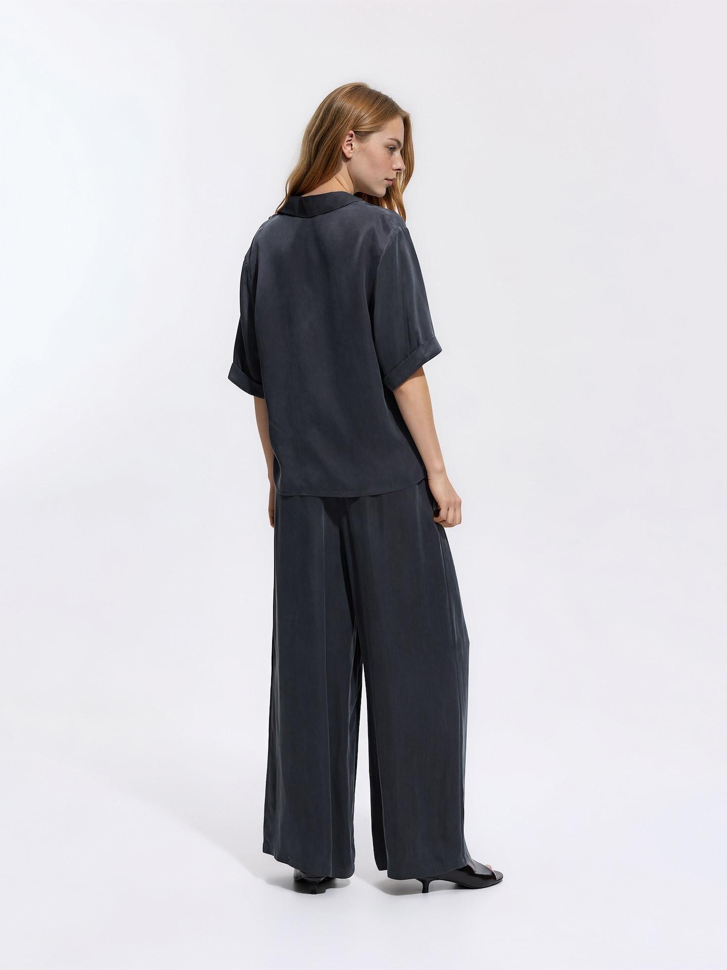Grey Cupro Trousers, Grey, medium