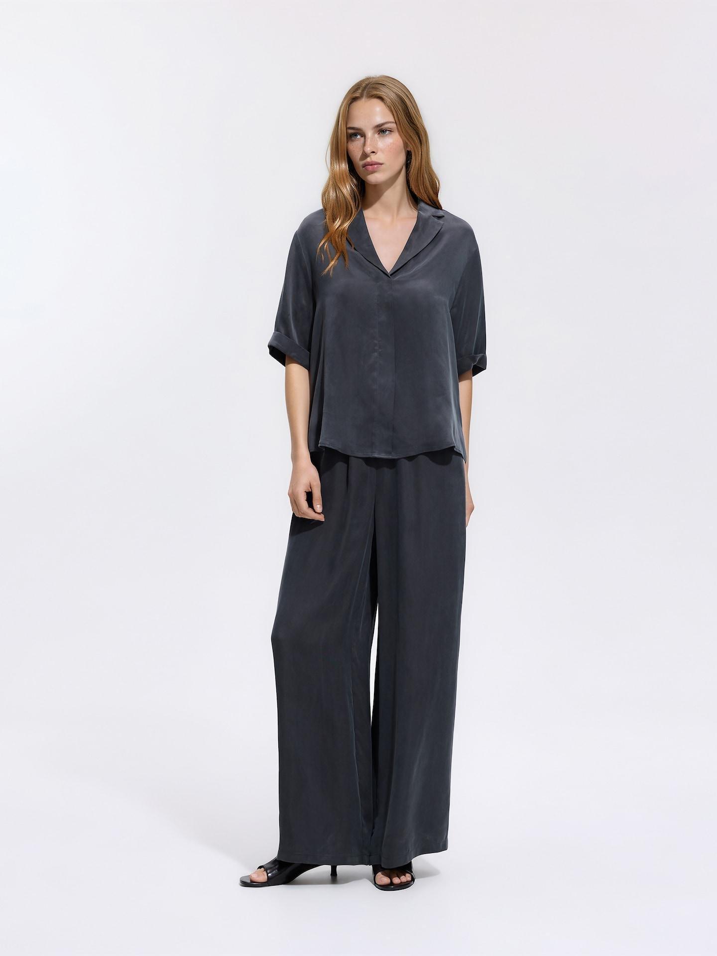 Grey Cupro Trousers, Grey, large image number 3