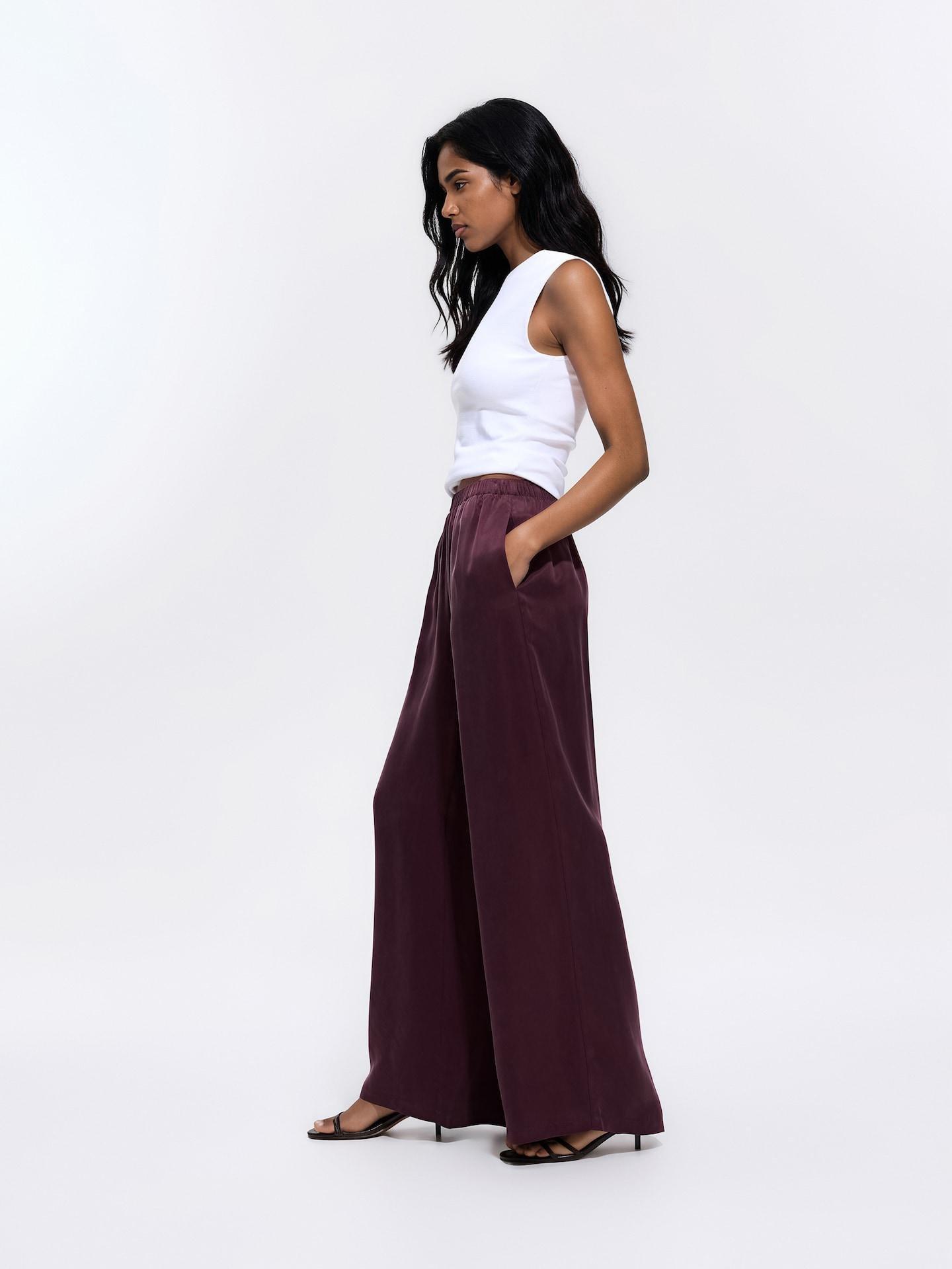 Burgundy Cupro Trousers, Burgundy, medium