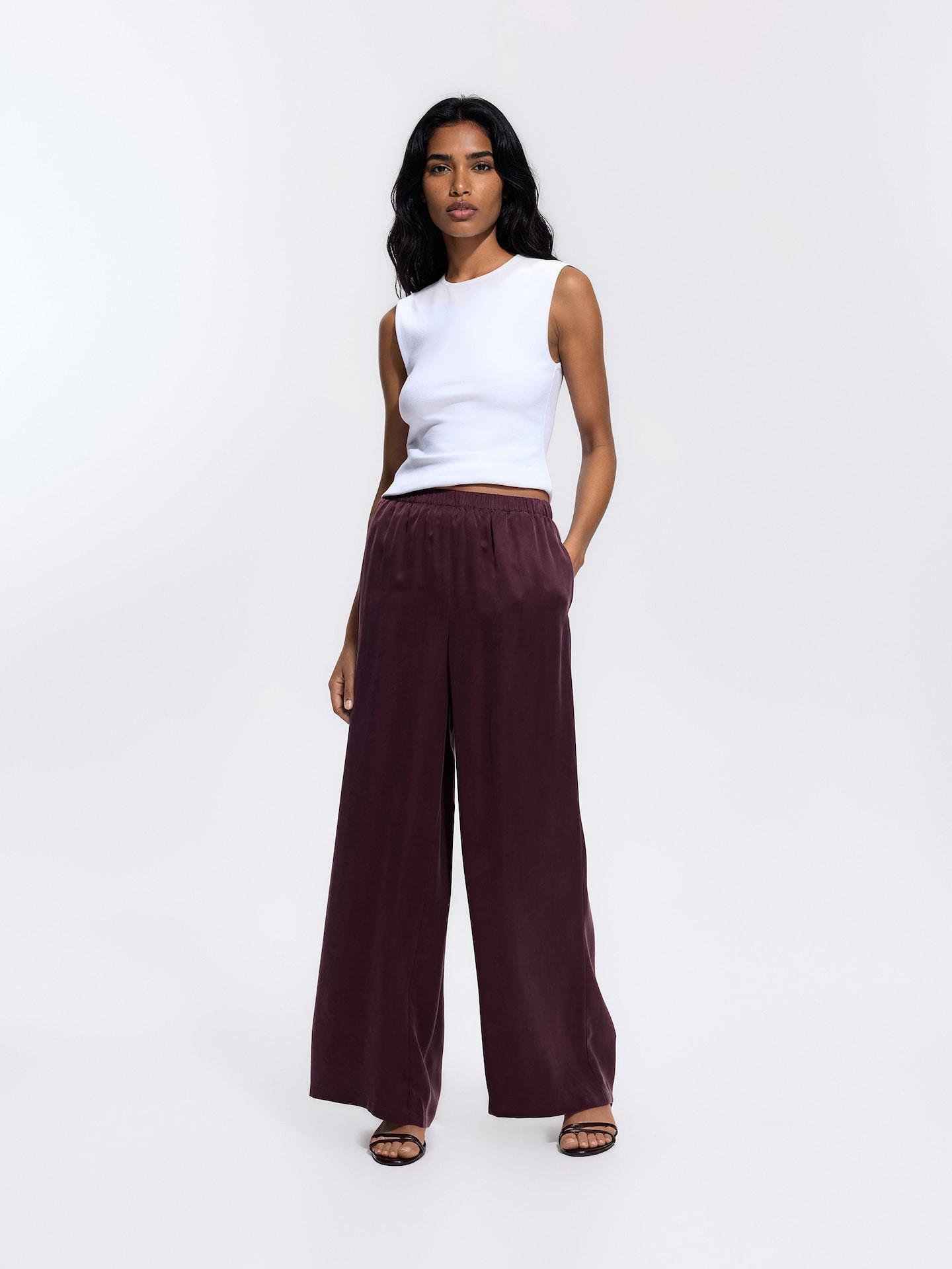Burgundy Cupro Trousers, Burgundy, medium