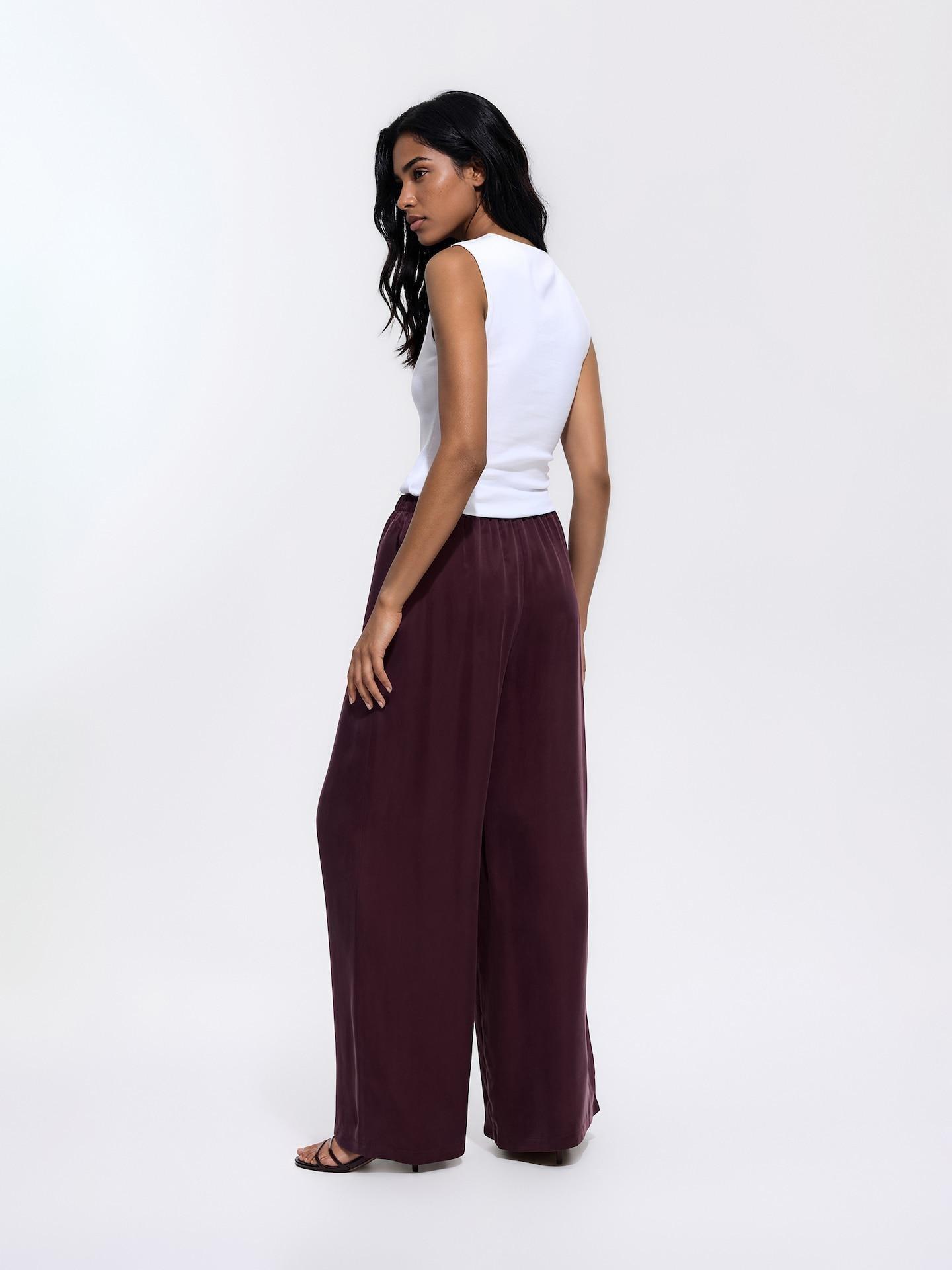 Burgundy Cupro Trousers, Burgundy, large image number 3
