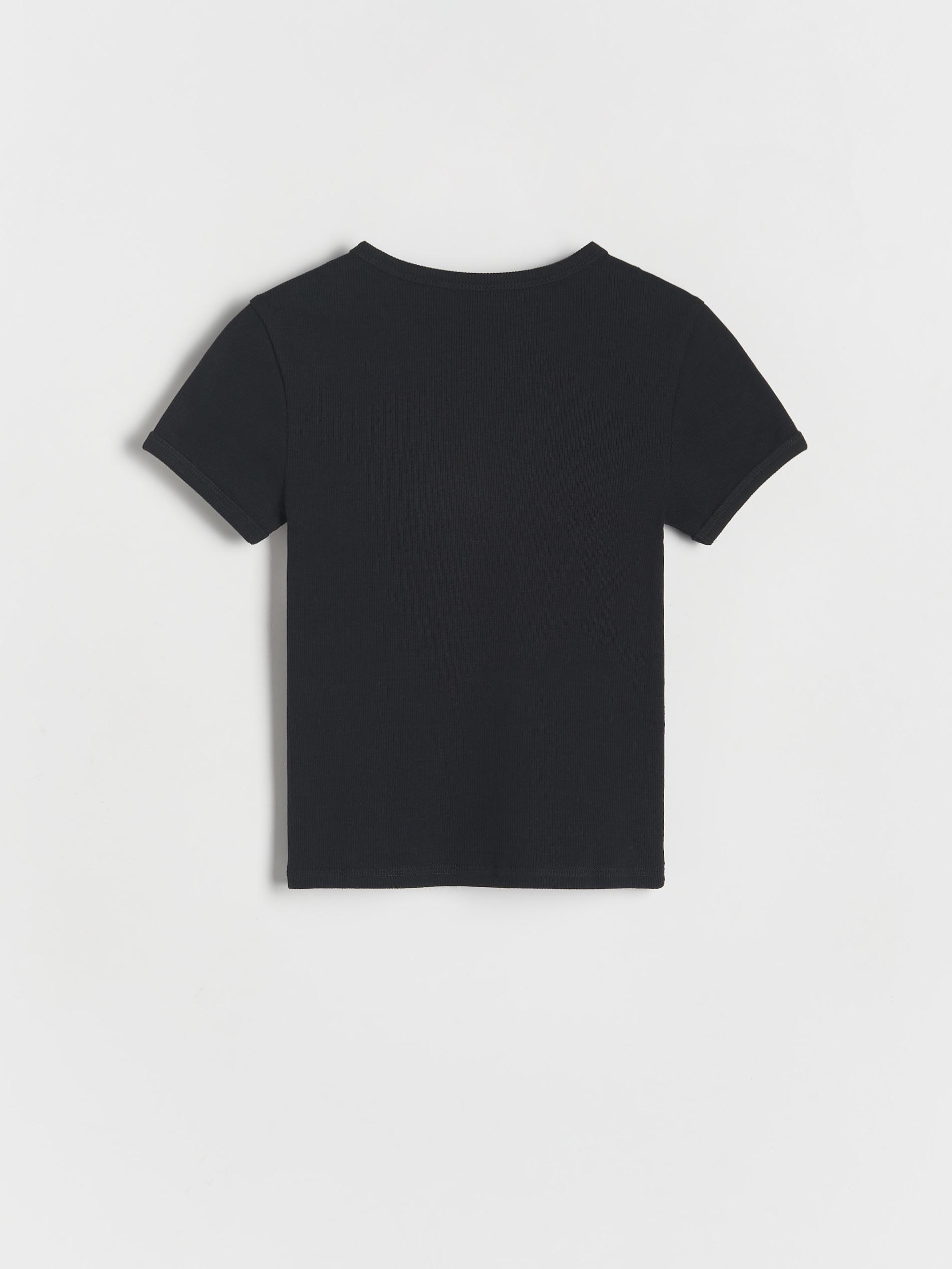 Reserved - Black Ribbed Cotton T-Shirt, Kids Girls
