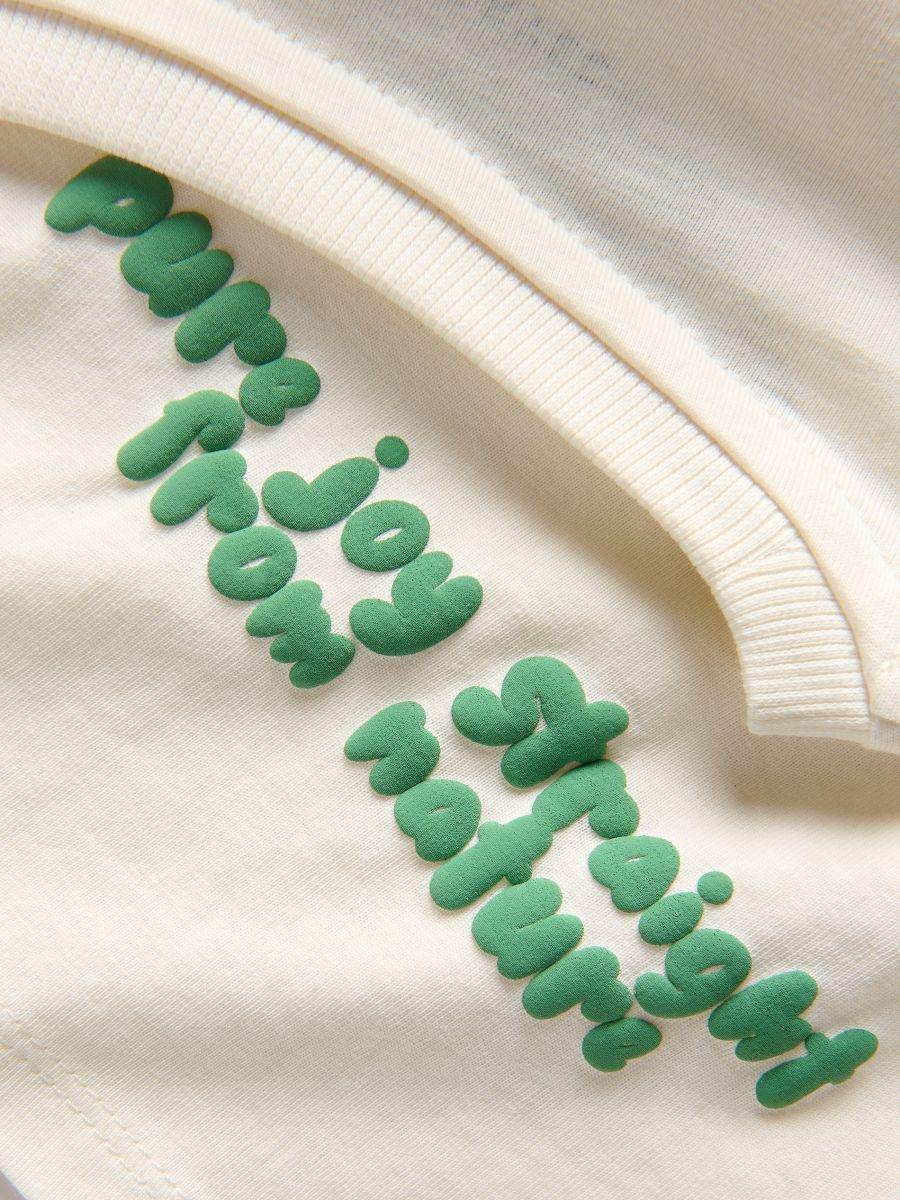 Cream Cotton T-Shirt With Print, , large image number 1