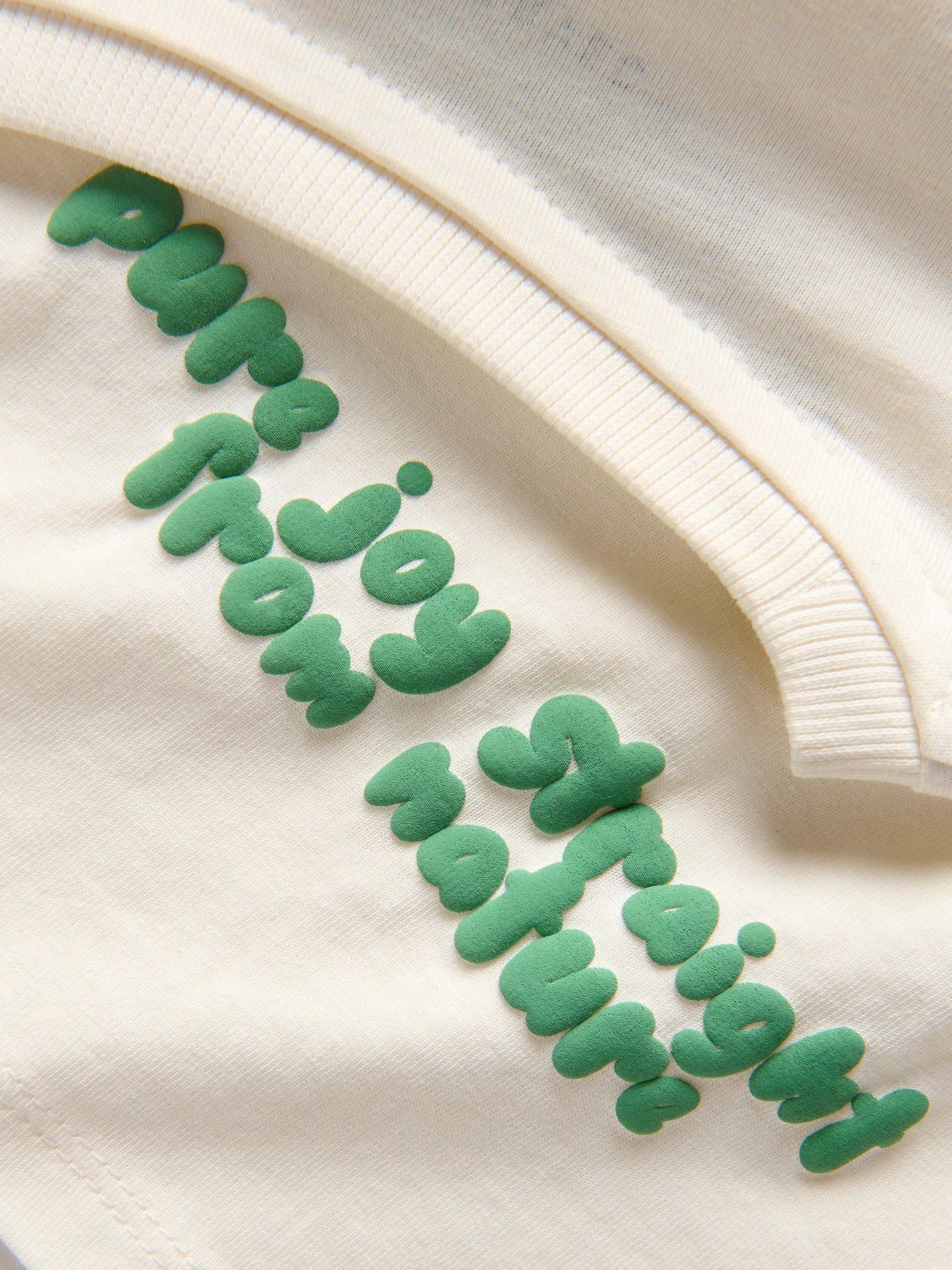 Cream Cotton T-Shirt With Print, , large image number 1