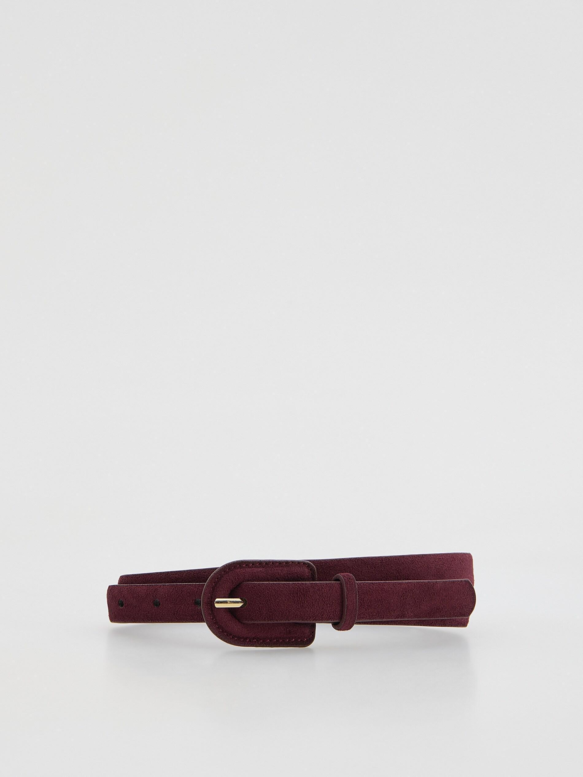 MAROON Slim waist belt, Burgundy, medium