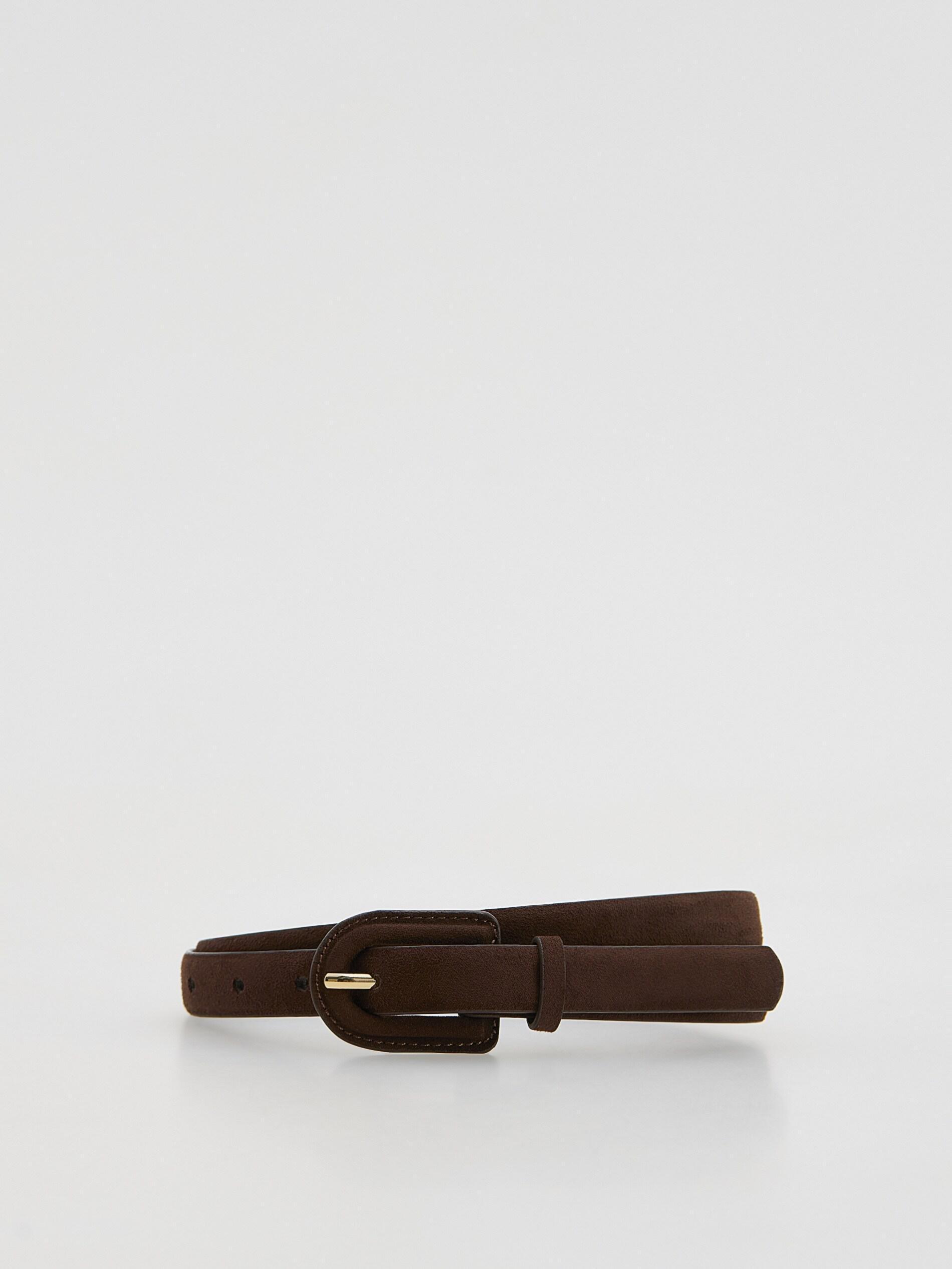 Brown Slim Waist Belt, Brown, medium