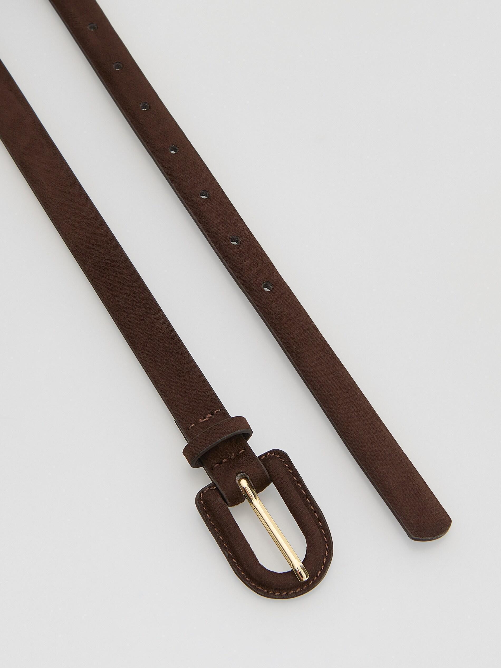Brown Slim Waist Belt, Brown, large image number 1
