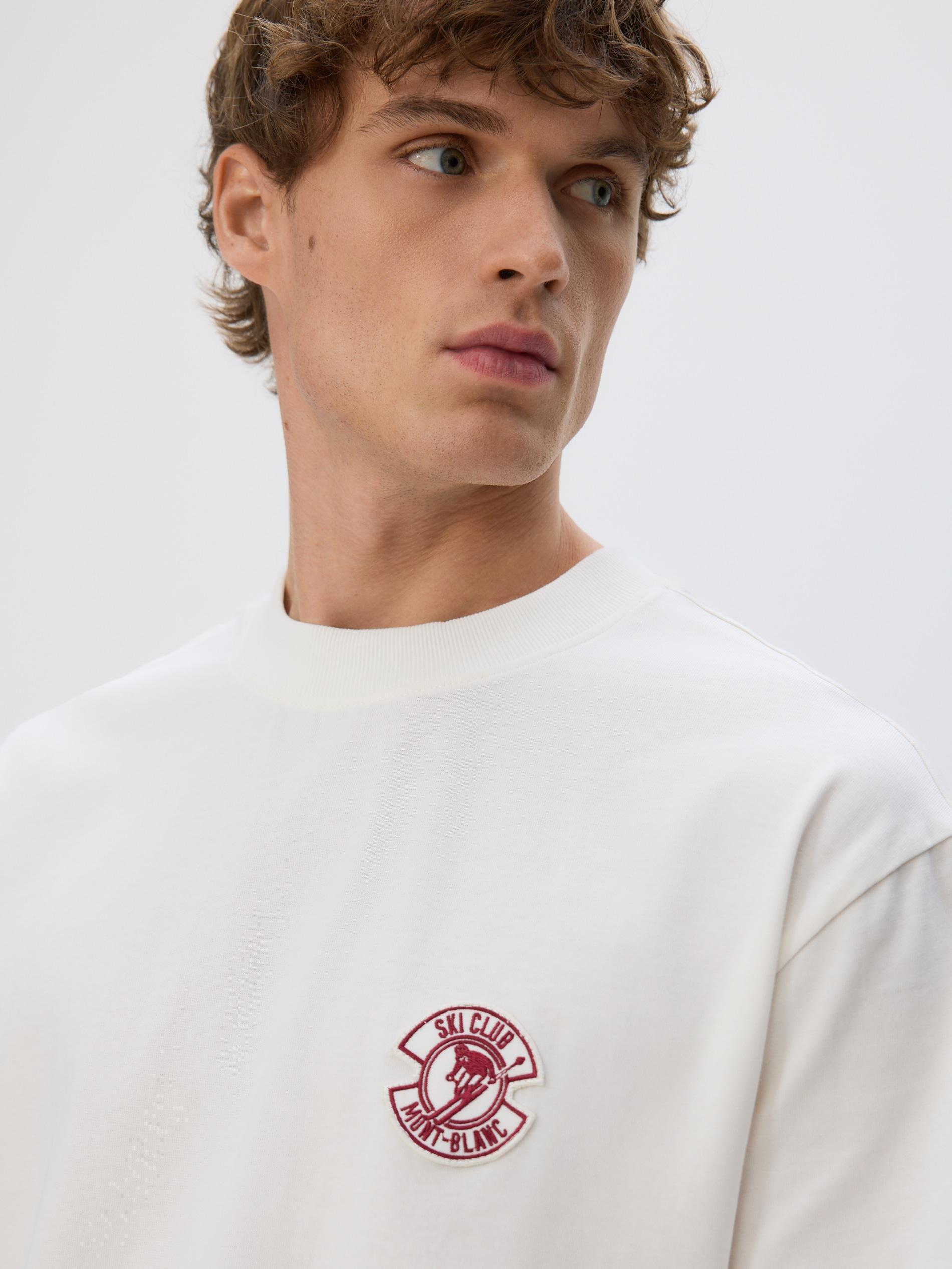 Cream Boxy Cut T-Shirt With Back Print, Ivory, large image number 1