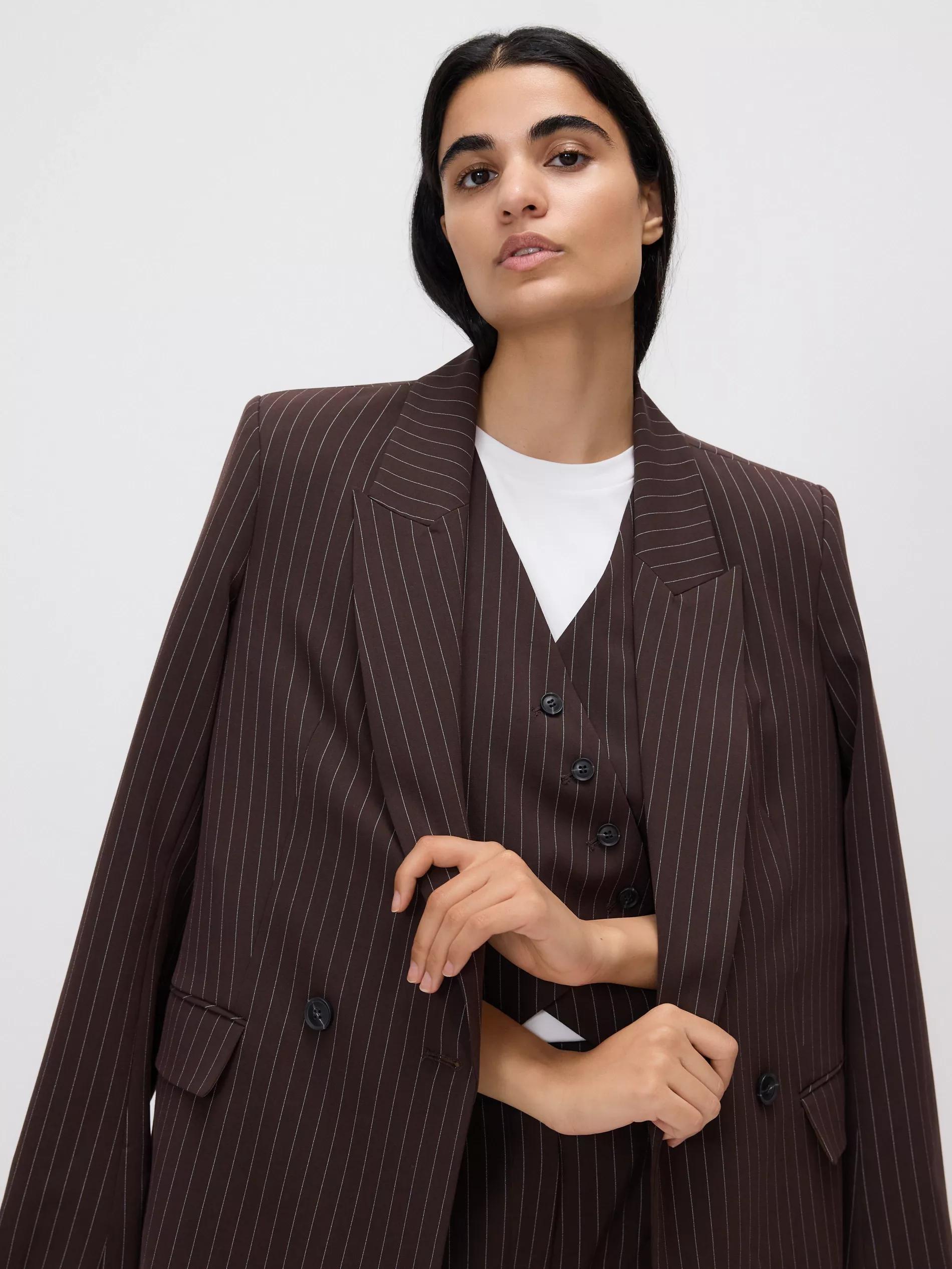 Brown Double-Breasted Jacket, 7401_89P, medium
