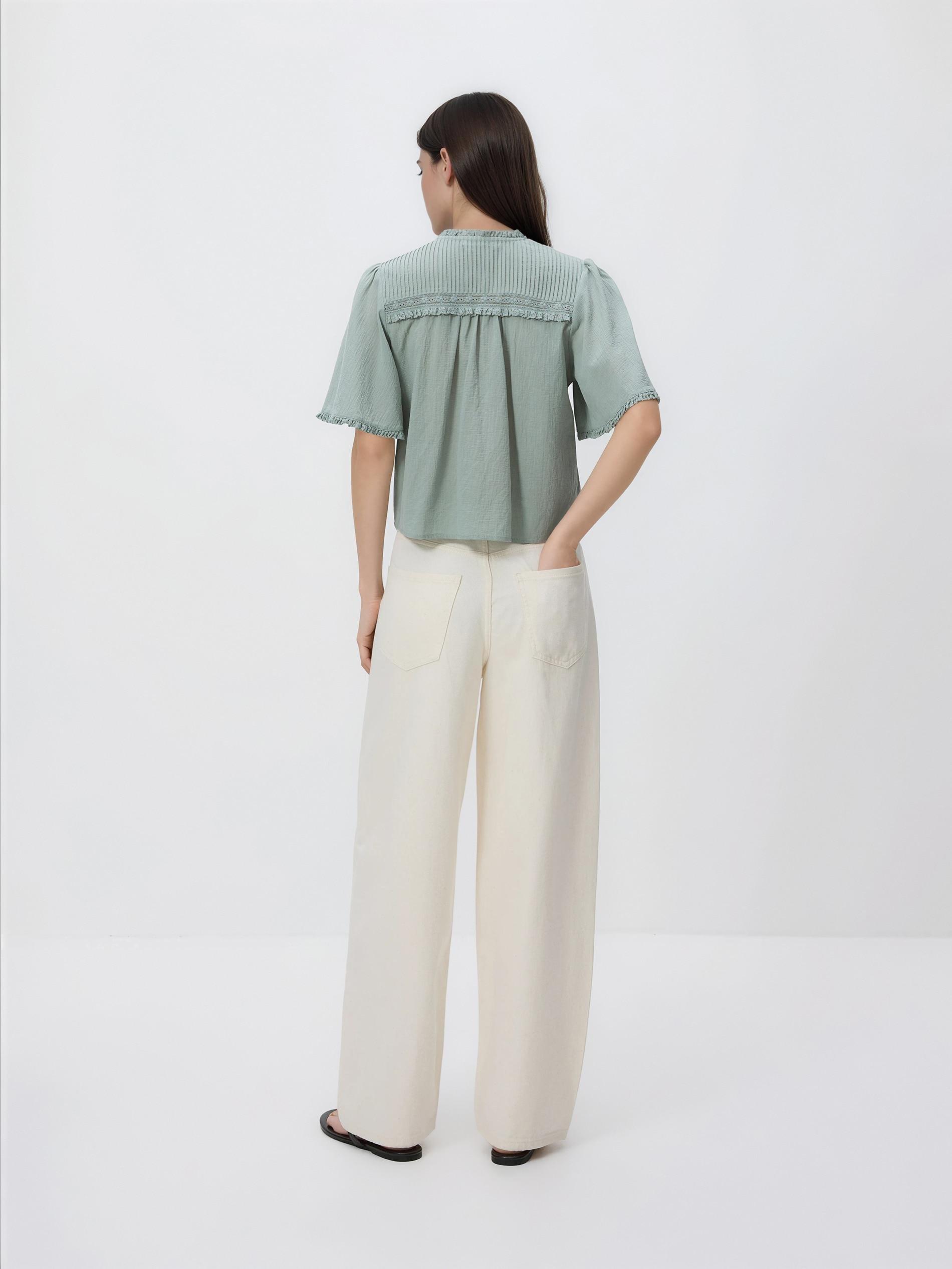 Green Blouse With Tie Details, Green, large image number 3