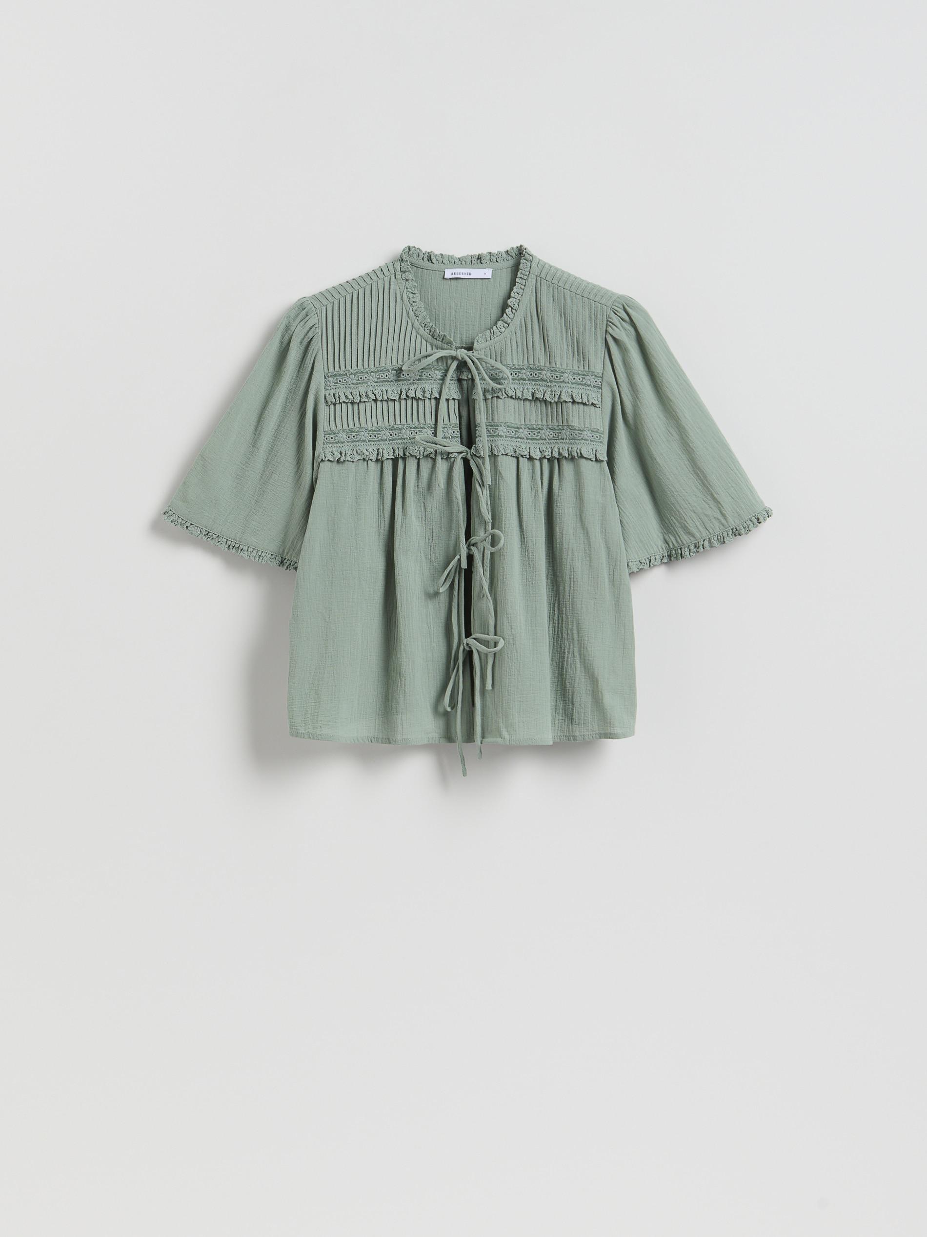 Green Blouse With Tie Details, Green, large image number 4
