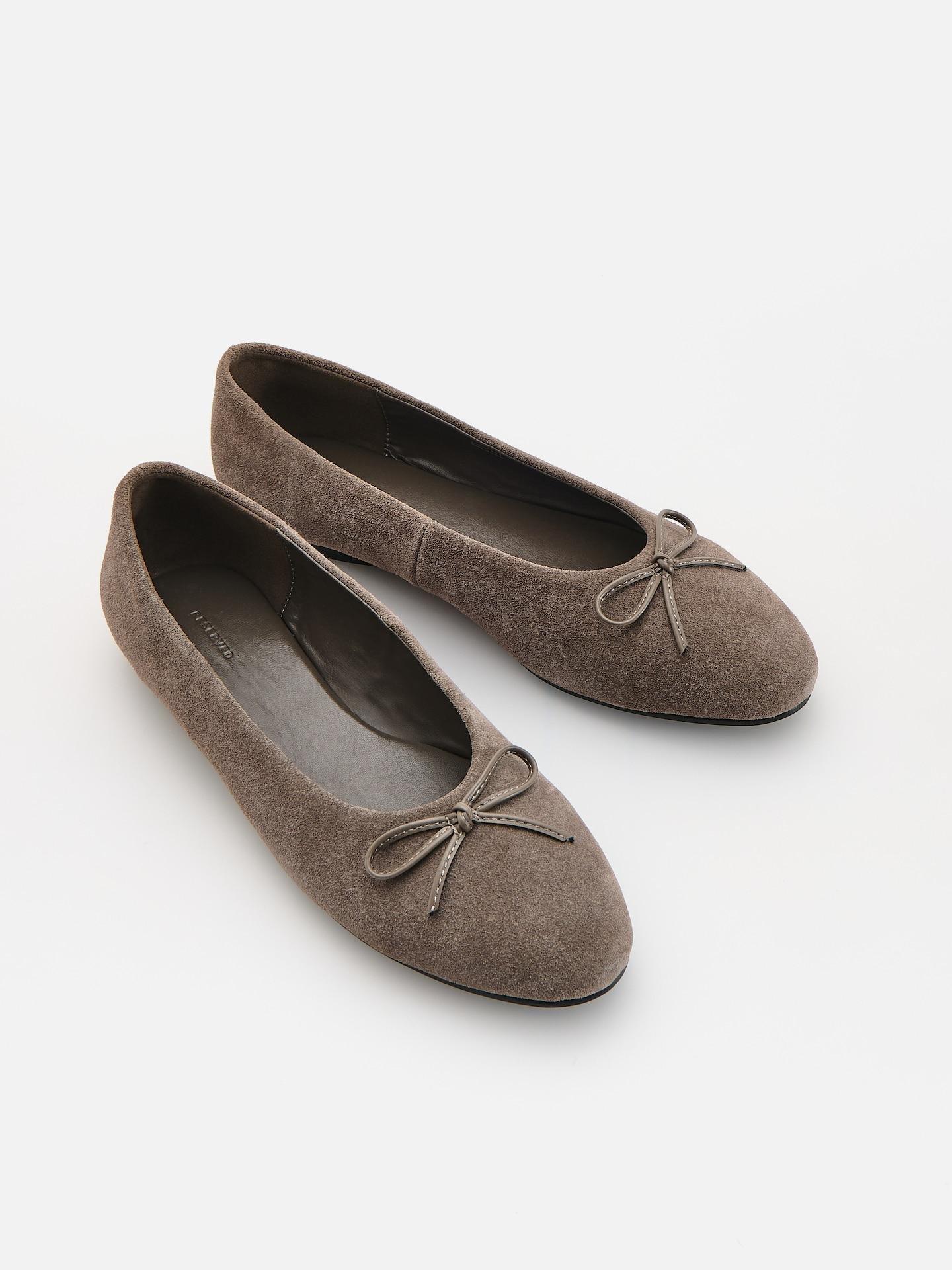 Grey Suede Ballerinas With Bow Detail, Grey, large image number 1