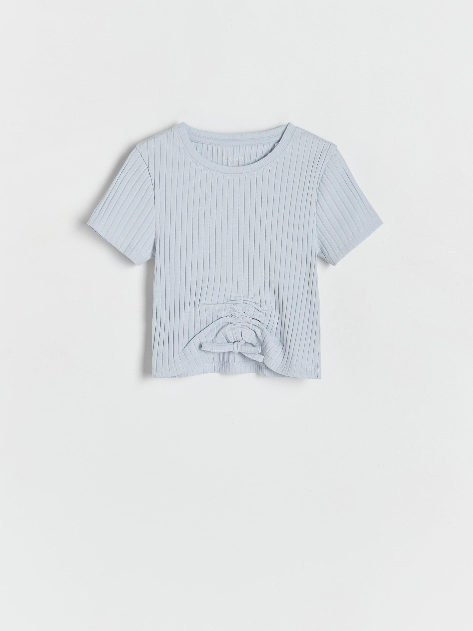 Blue Ribbed Short Sleeve T-Shirt, Kids Girls, , large image number 1