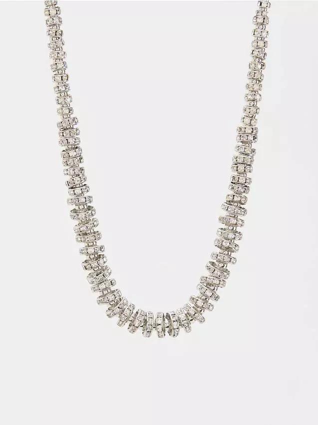 Silver Necklace With Cubic Zirconia, Silver, large image number 0