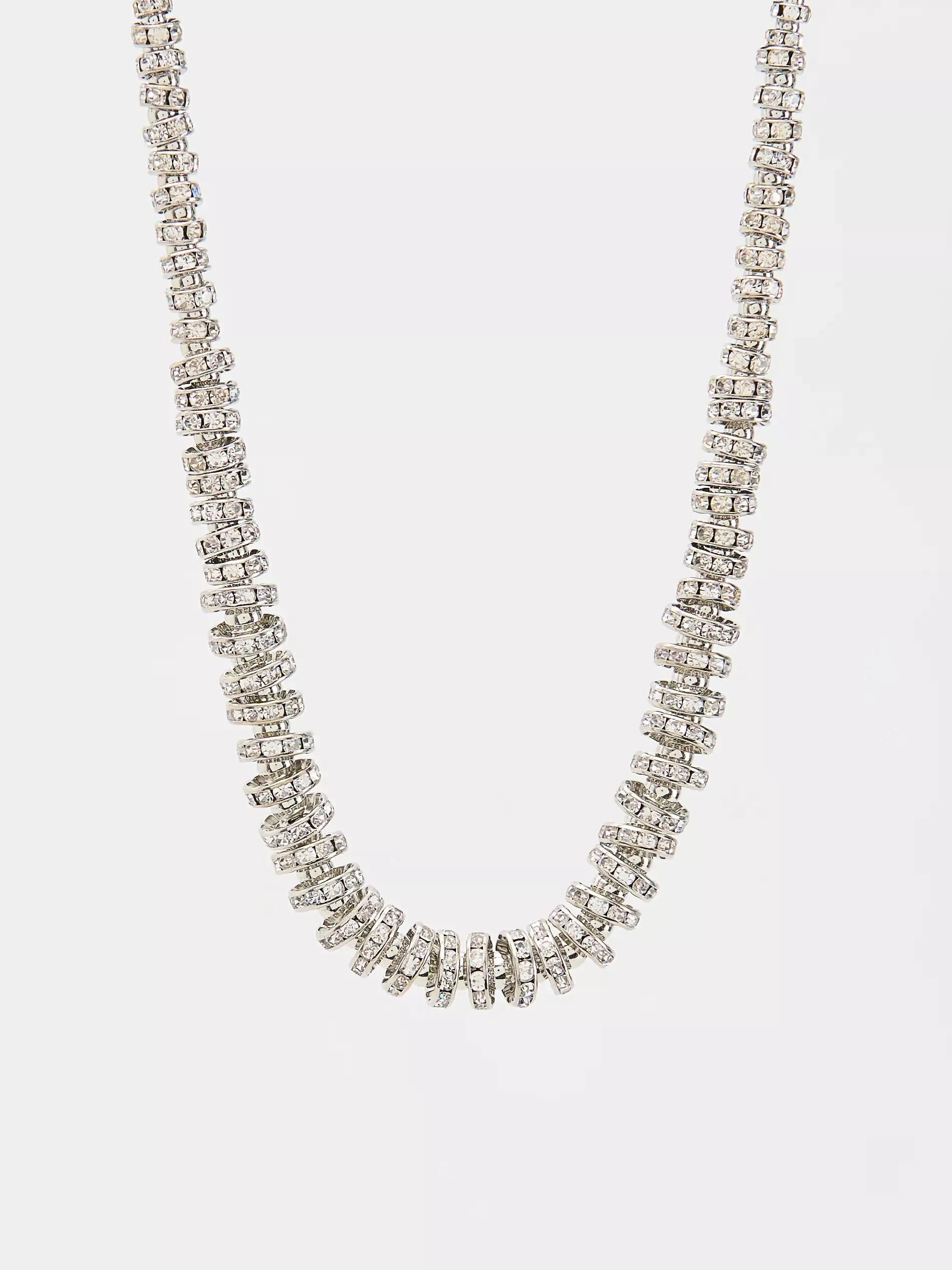 Silver Necklace With Cubic Zirconia, Silver, large image number 1