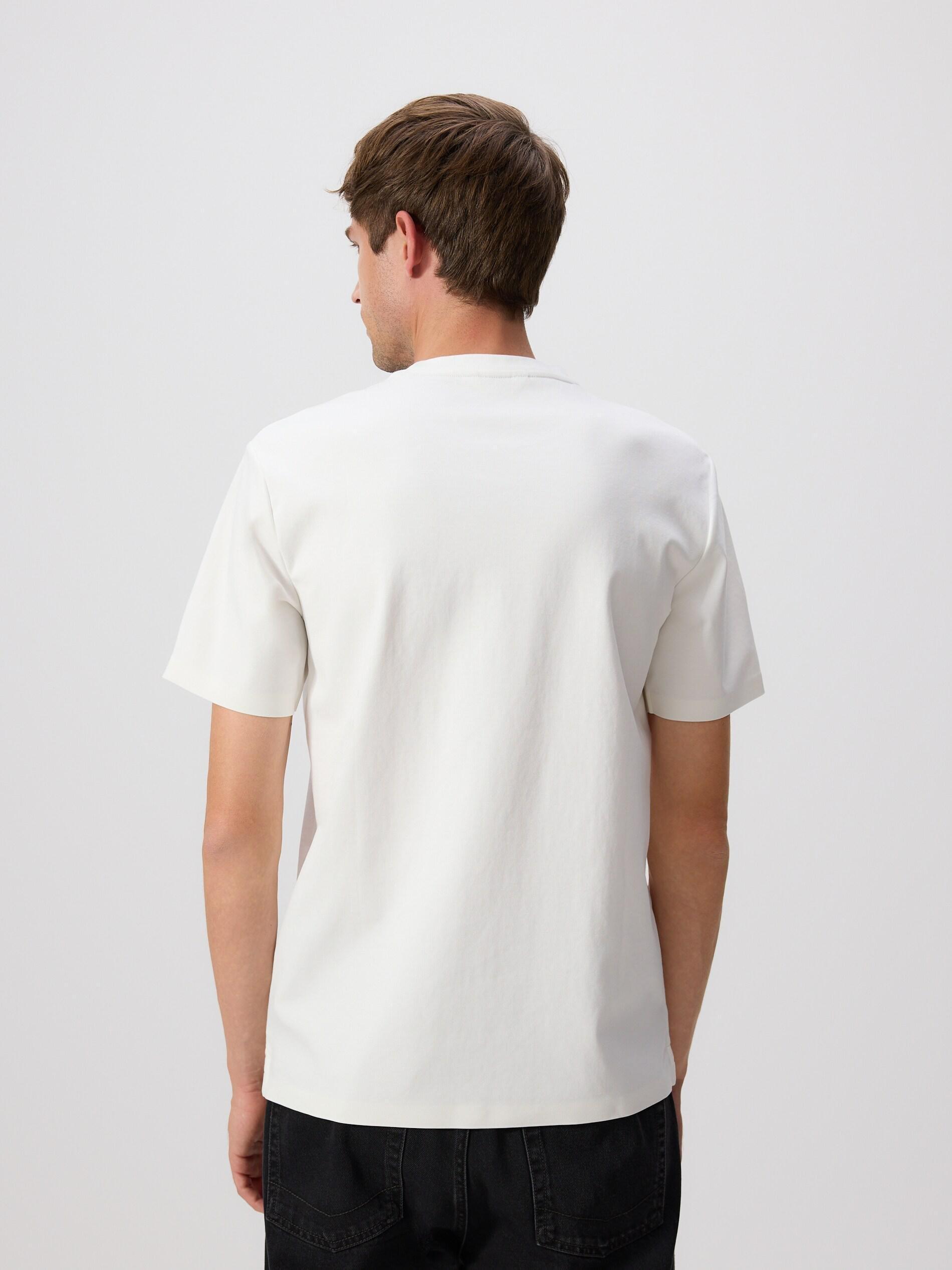 Cream Regular Fit Mercerised Cotton Rich T-Shirt, Ivory, large image number 3