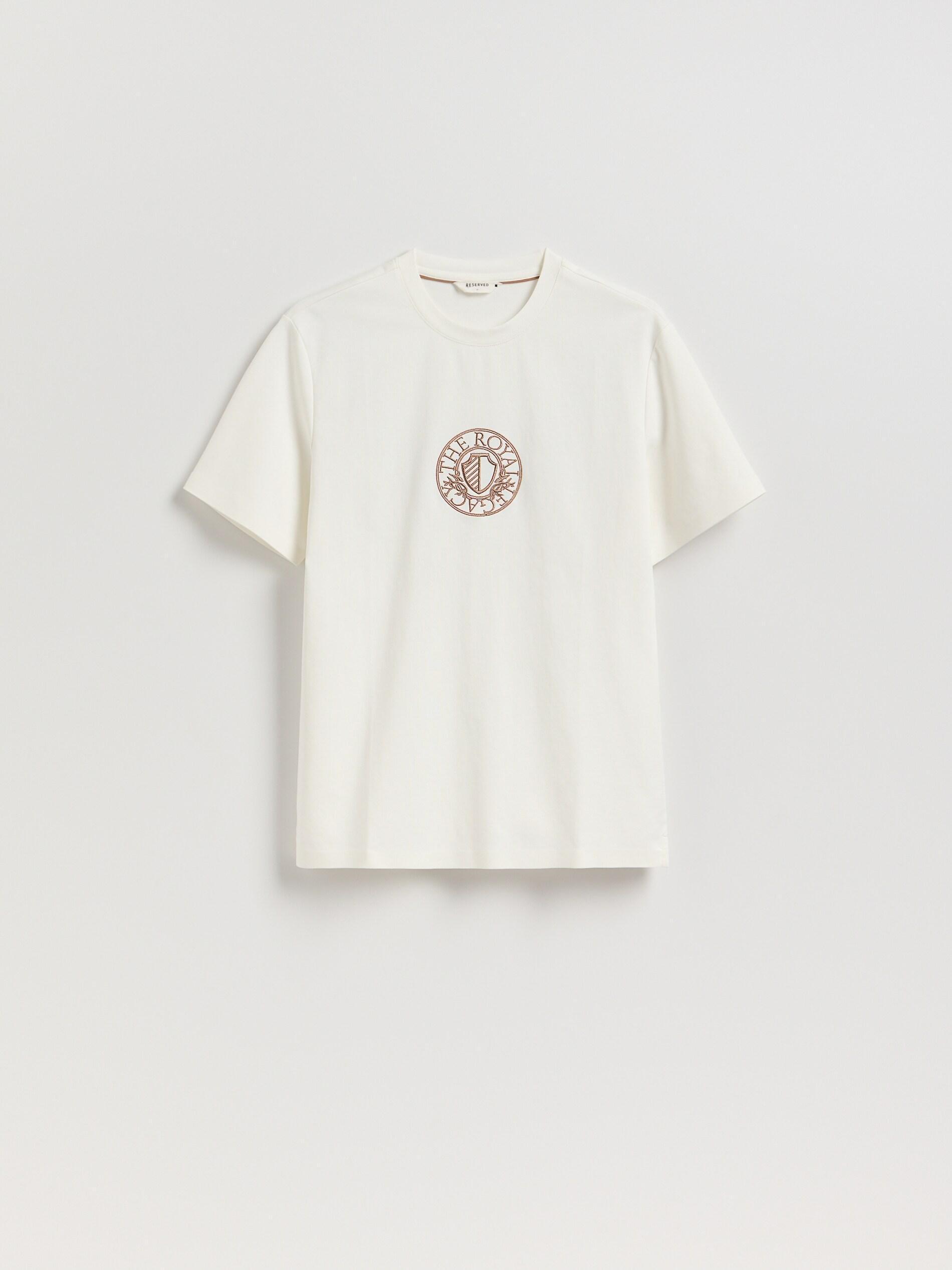 Cream Regular Fit Mercerised Cotton Rich T-Shirt, Ivory, large image number 4
